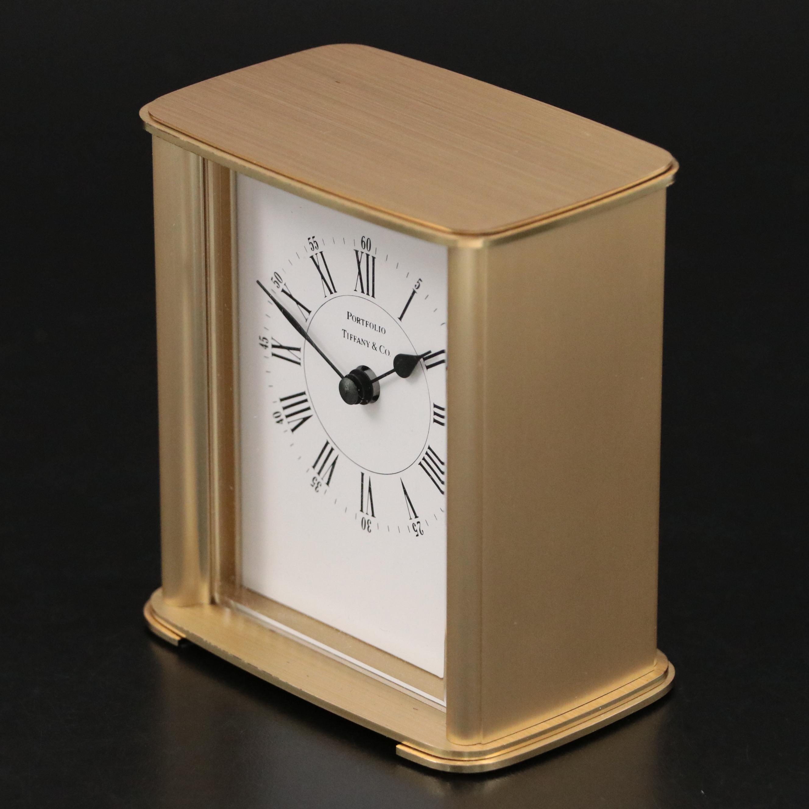 Tiffany & Co. "Portfolio" Brass Desk Clock