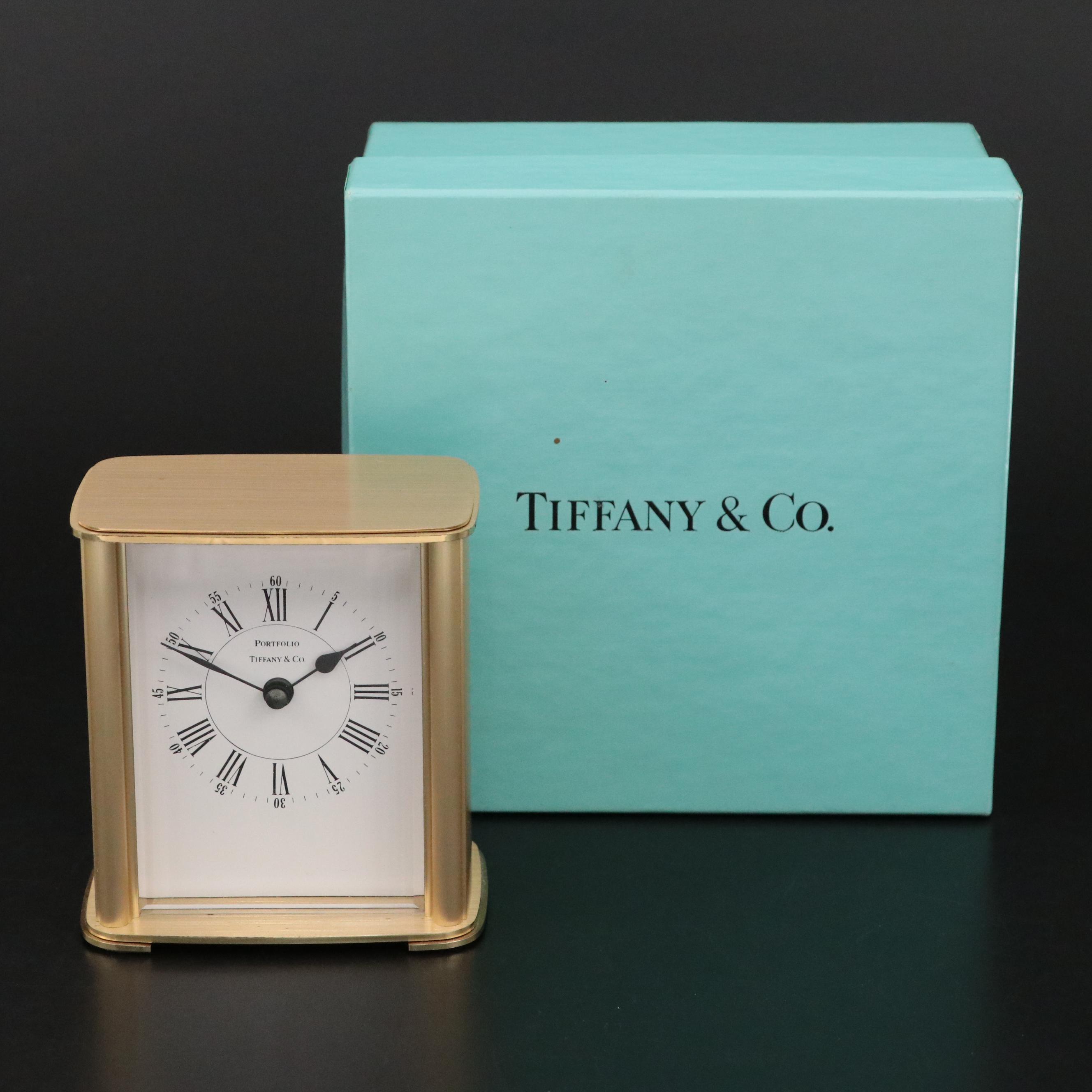 Tiffany & Co. "Portfolio" Brass Desk Clock