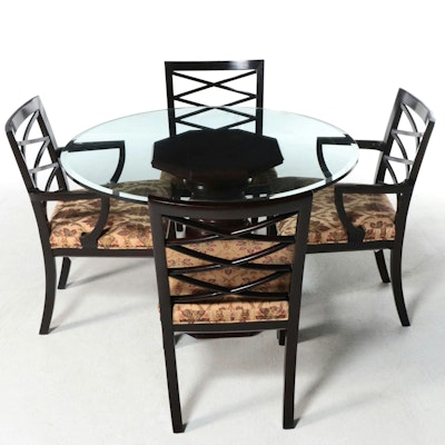 Councill Glass Top Dining Table and Ebonized Wood Chairs