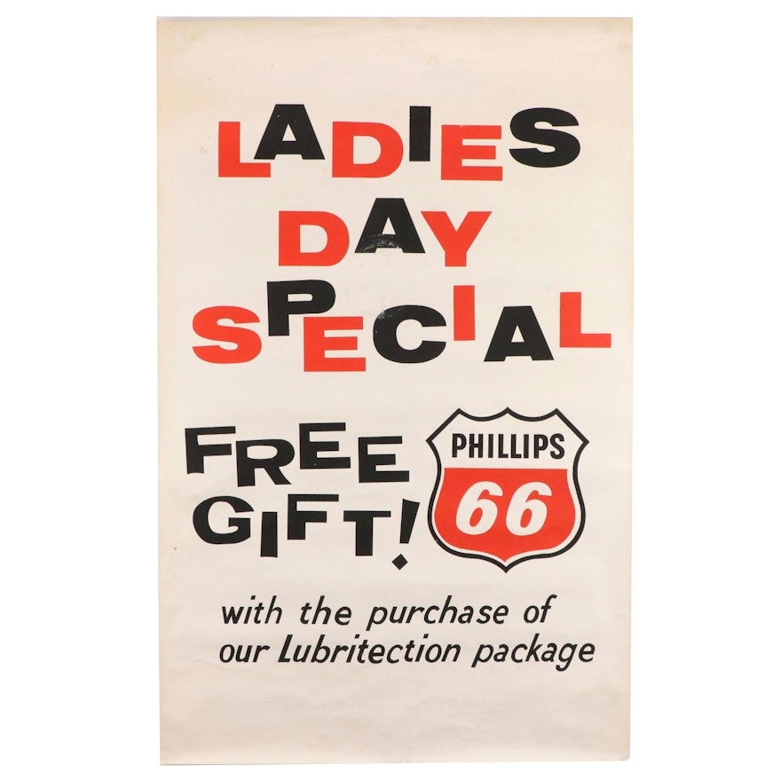 Phillips 66 Oil "Ladies Day Special" Advertising Poster, Mid-20th Century