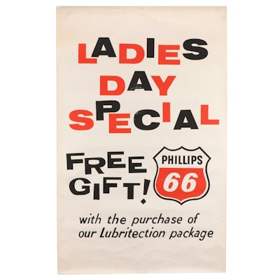 Phillips 66 Oil "Ladies Day Special" Advertising Poster, Mid-20th Century