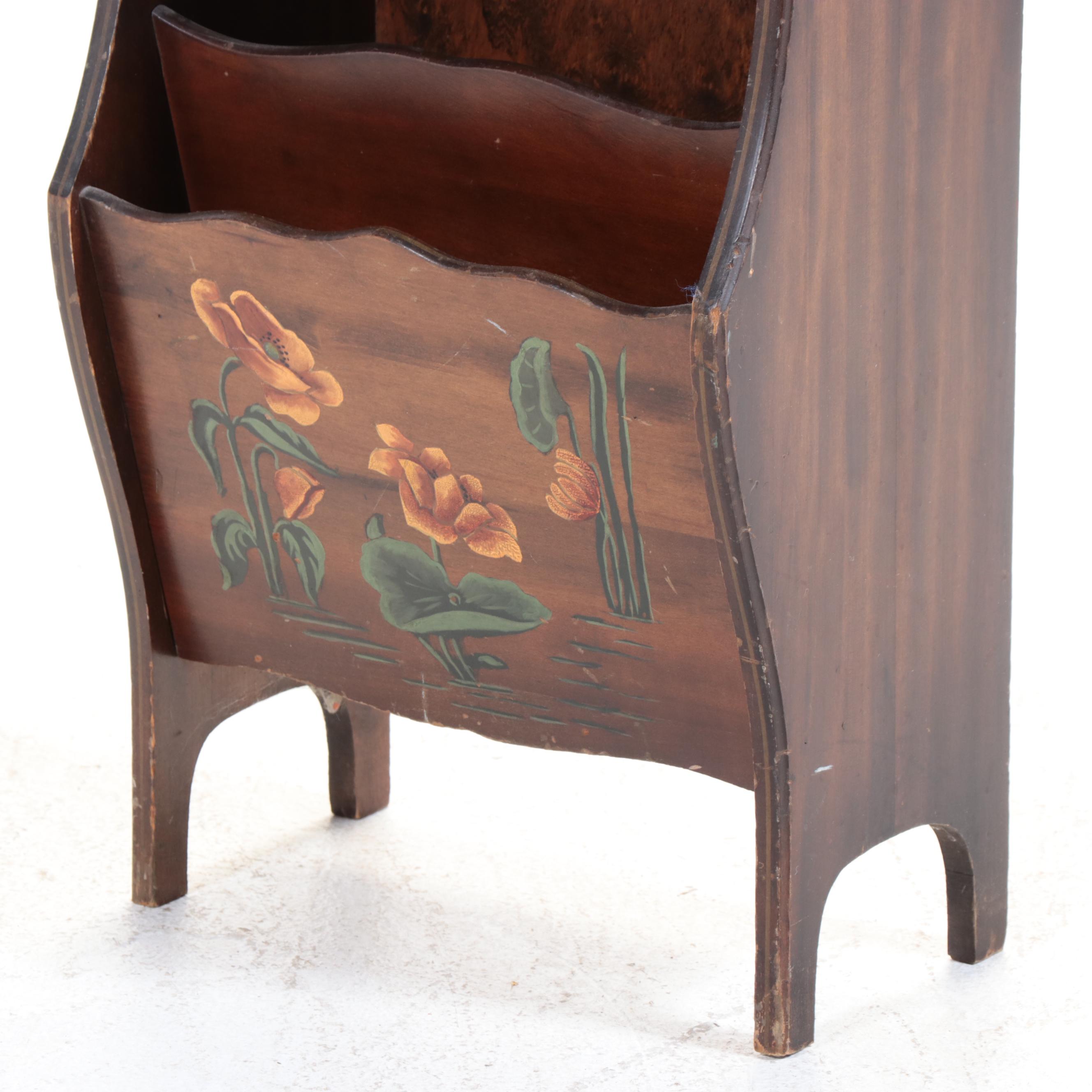 Mahogany Finish Nick Nack Shelf and Magazine Rack