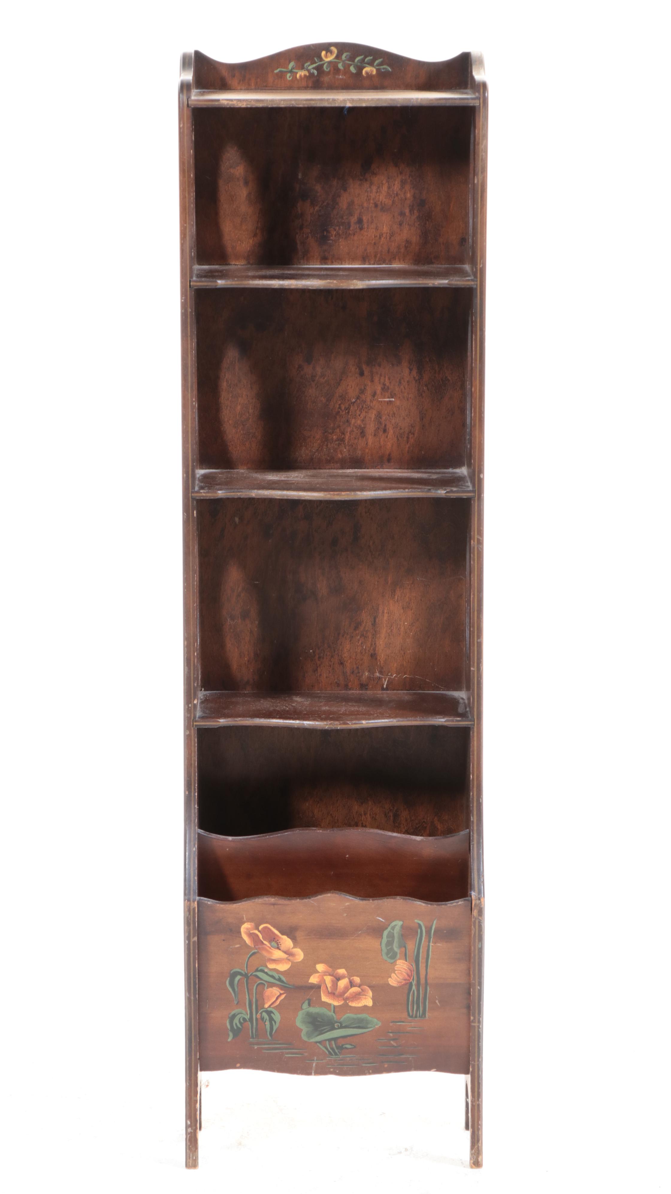 Mahogany Finish Nick Nack Shelf and Magazine Rack