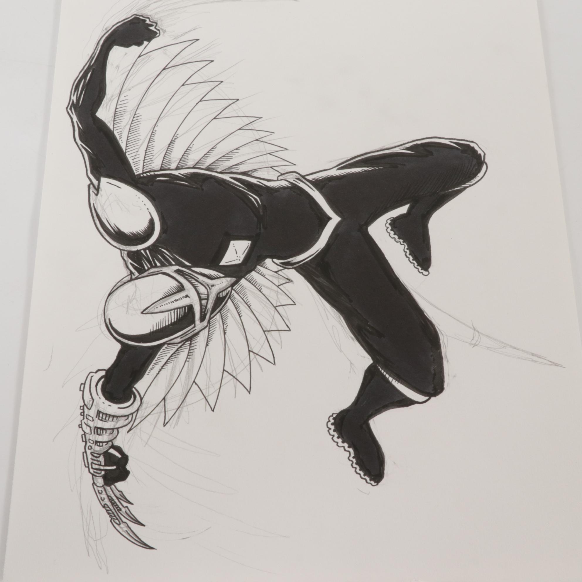 Dave Myers Mixed Media Comic Book Illustrations, 21st Century EBTH