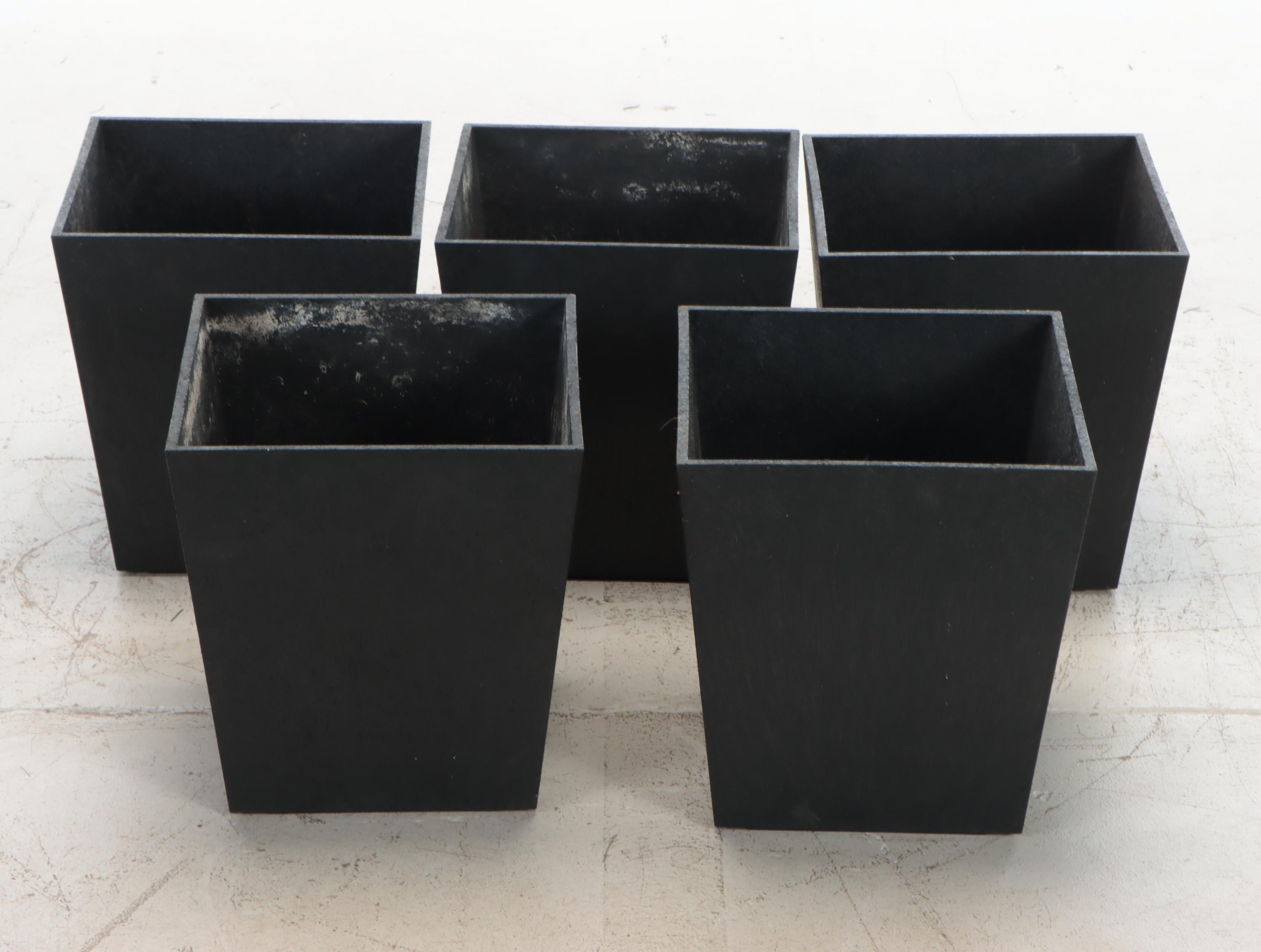 Modernist Style Contemporary Black Plastic Outdoor Planters