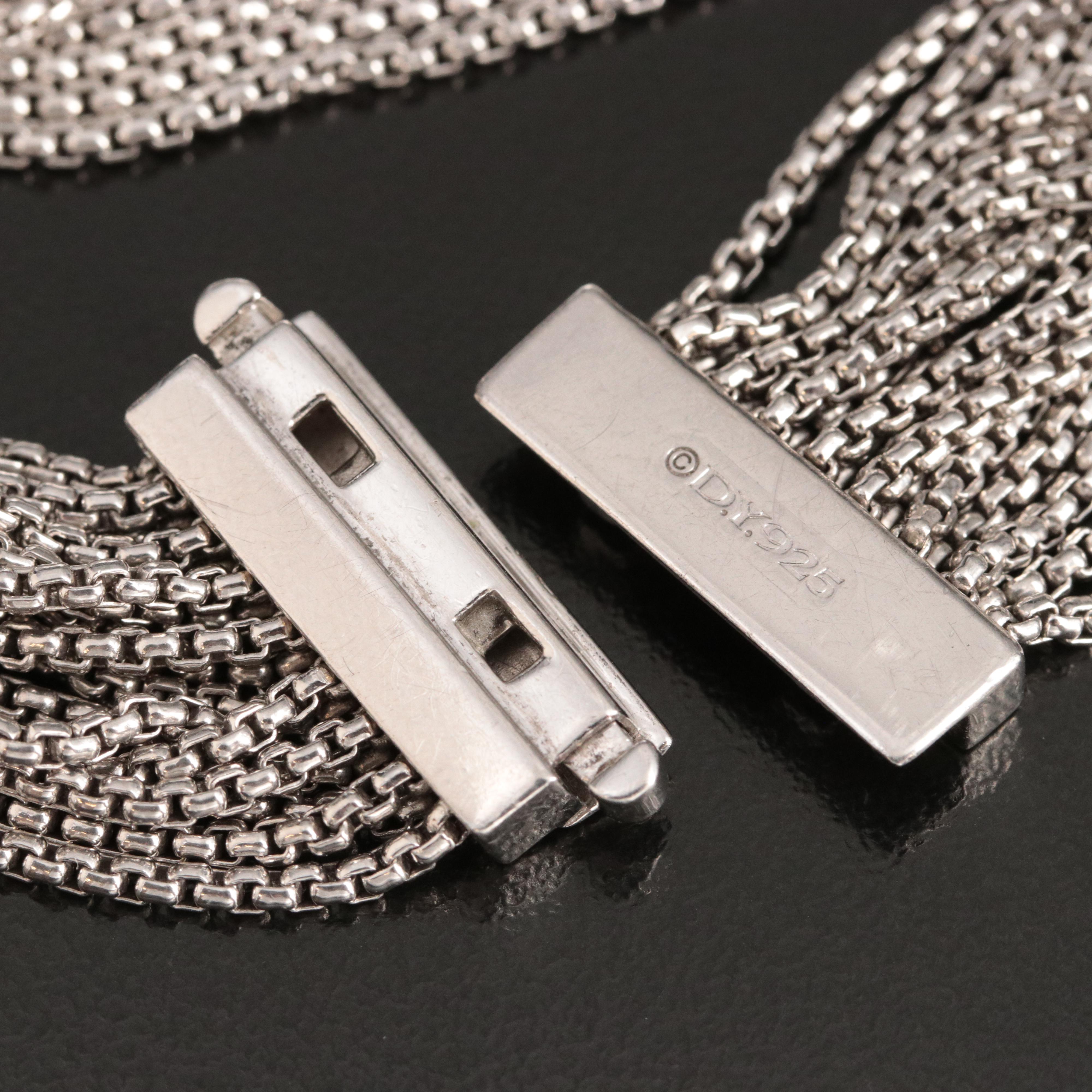 David Yurman Sterling Multi-Row Box Chain Bracelet with Pearls