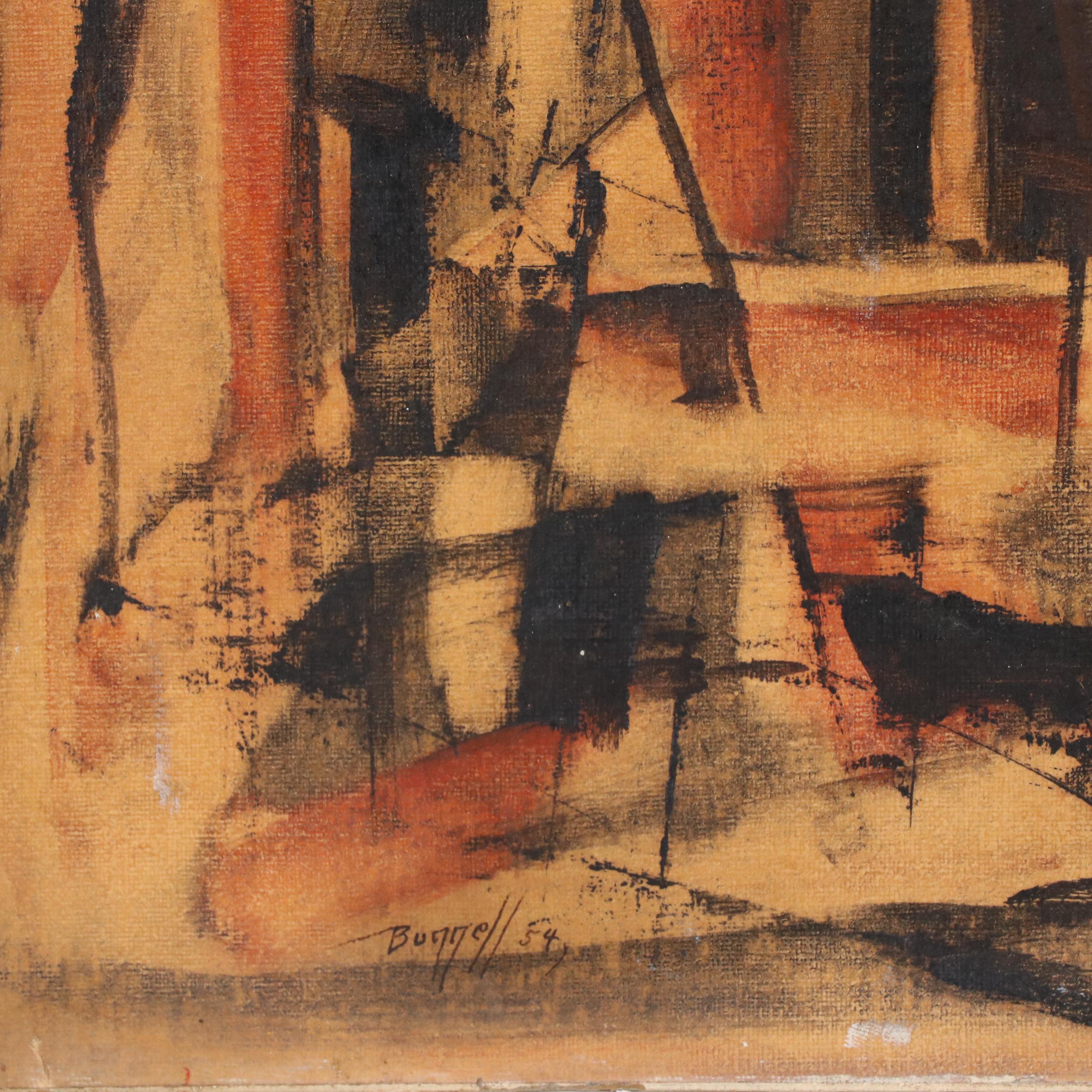 Charles Ragland Bunnell Modern Abstract Oil Painting, 1954
