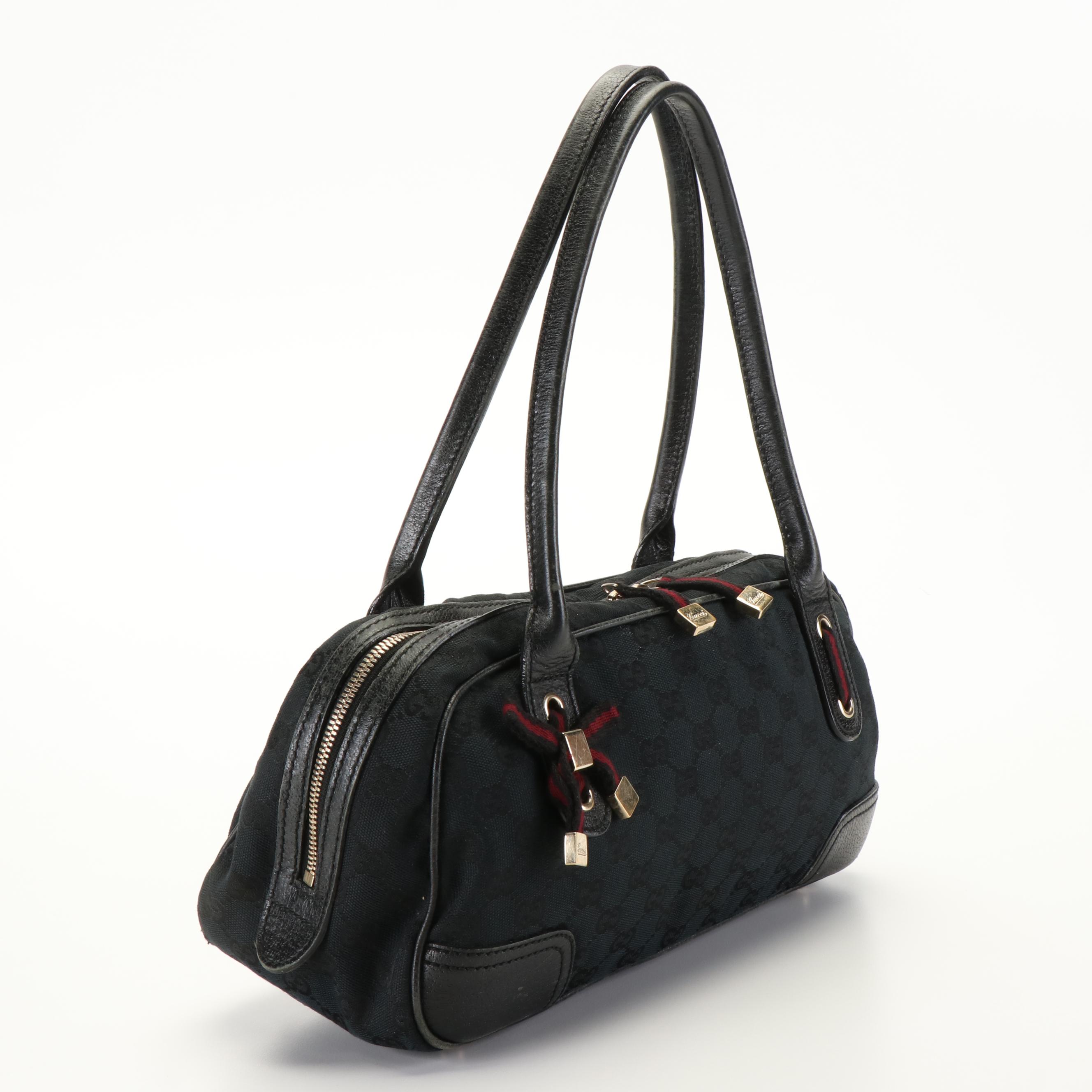 Gucci GG Princy Black Canvas and Leather Shoulder Bag