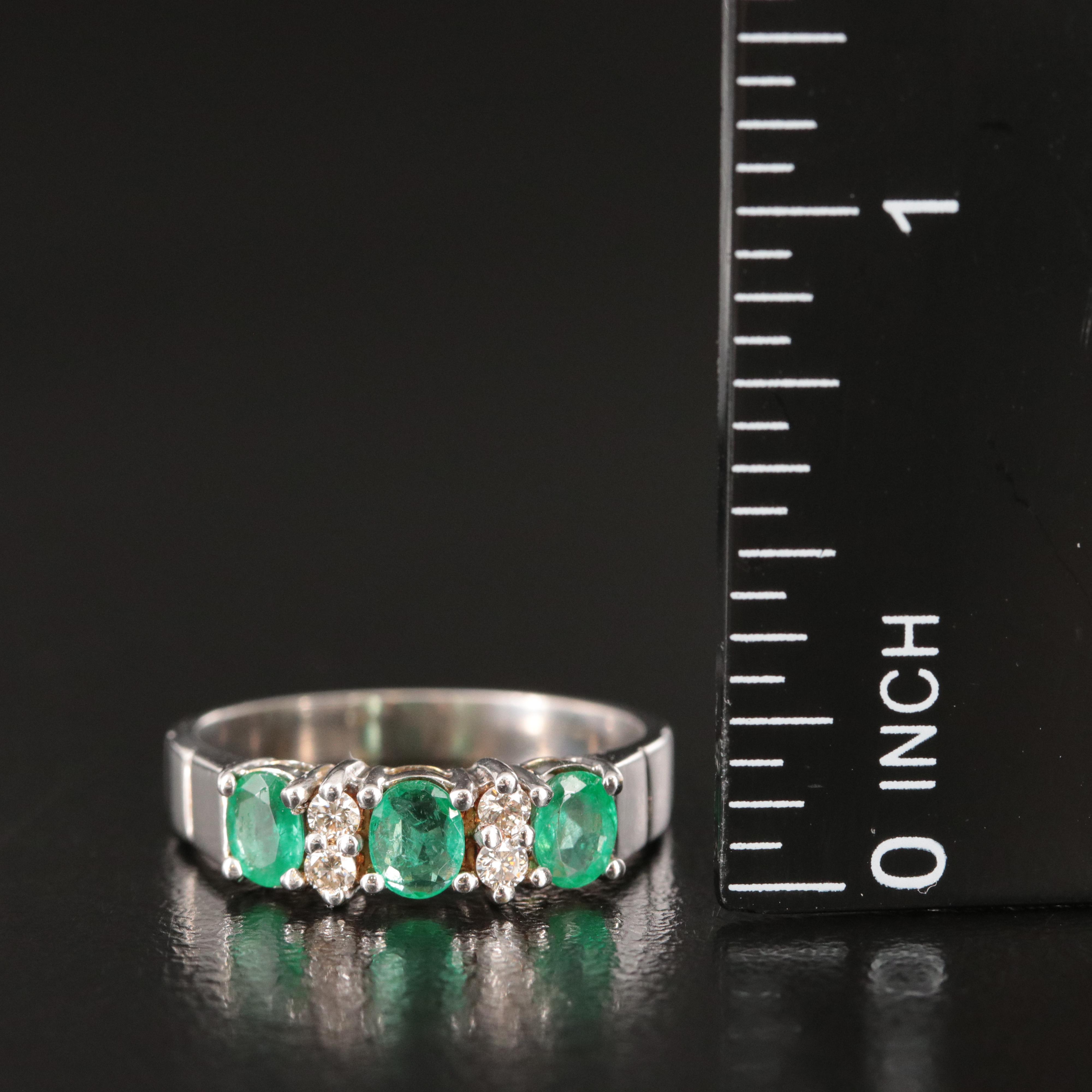 18K Emerald and Diamond Band Ring