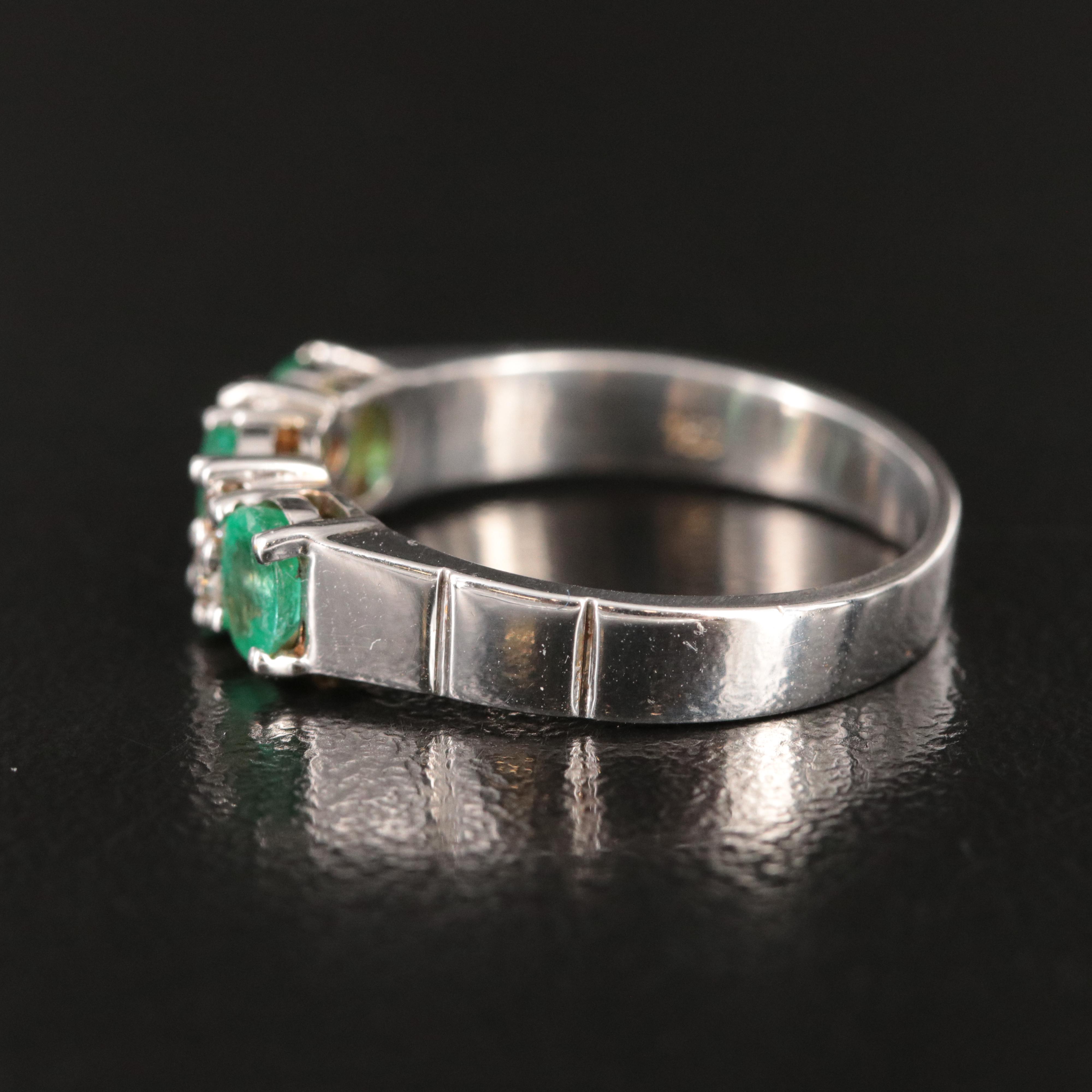 18K Emerald and Diamond Band Ring
