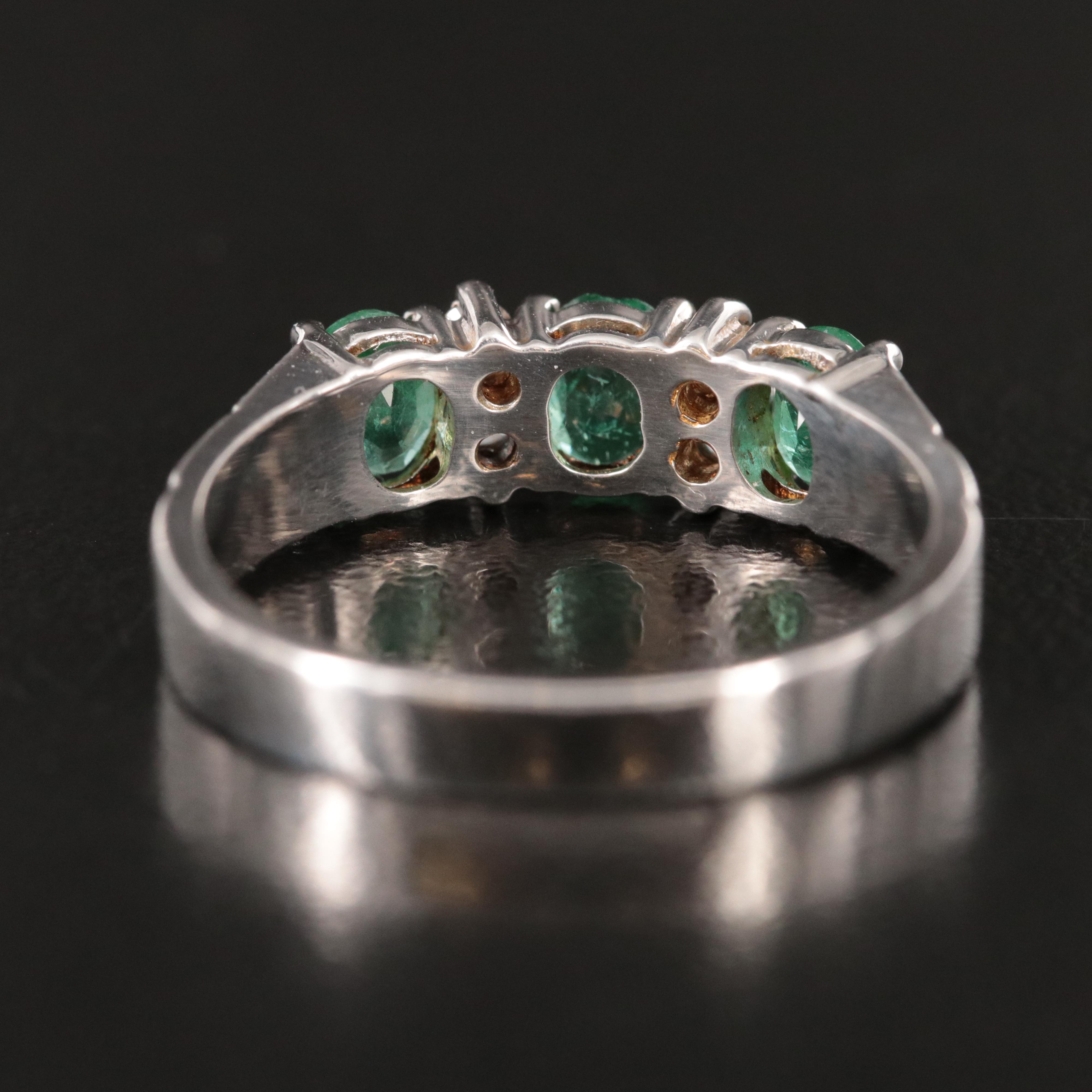 18K Emerald and Diamond Band Ring