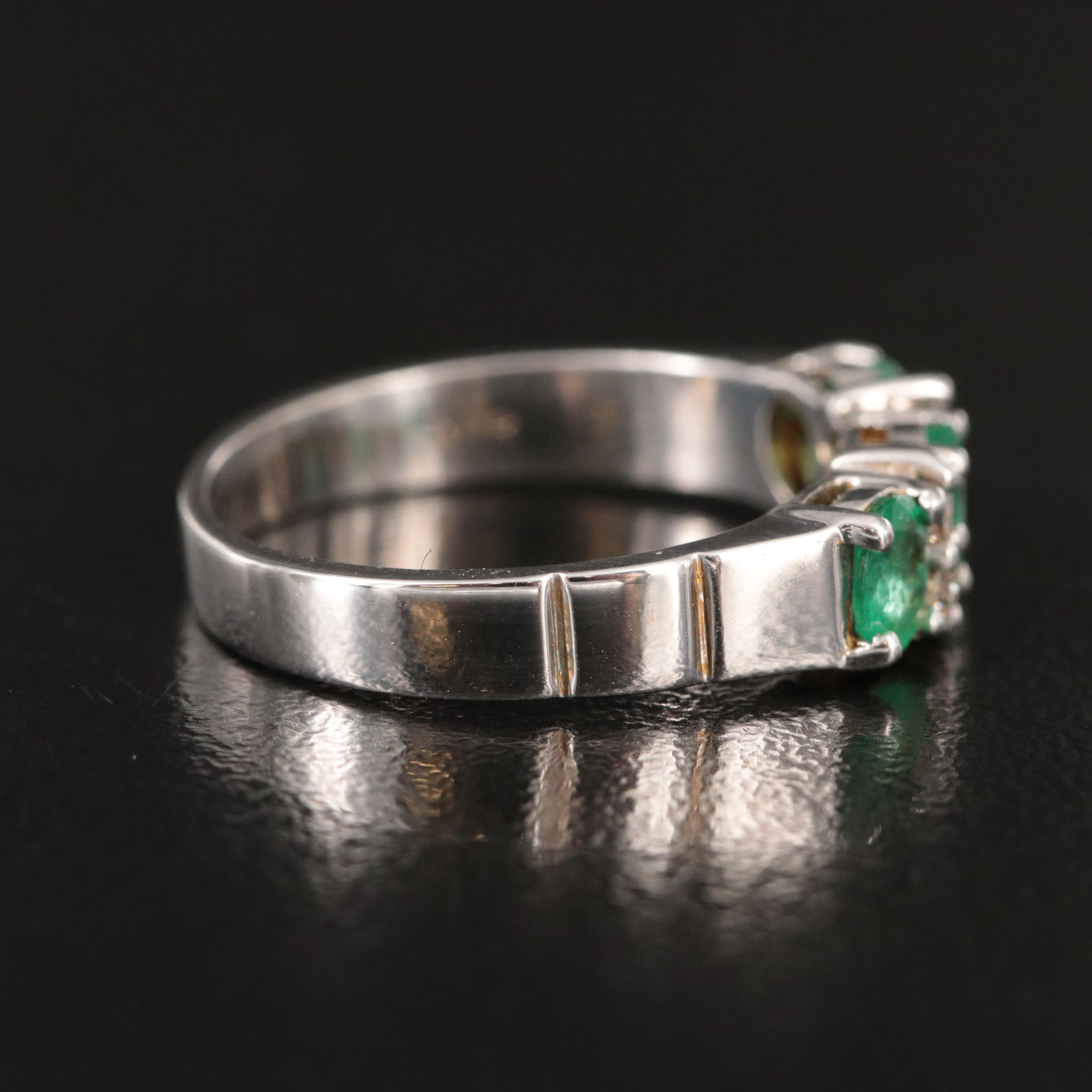 18K Emerald and Diamond Band Ring