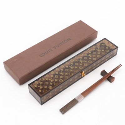 Louis Vuitton Limited Edition Chopsticks in Monogram Rosewood with Case and Box