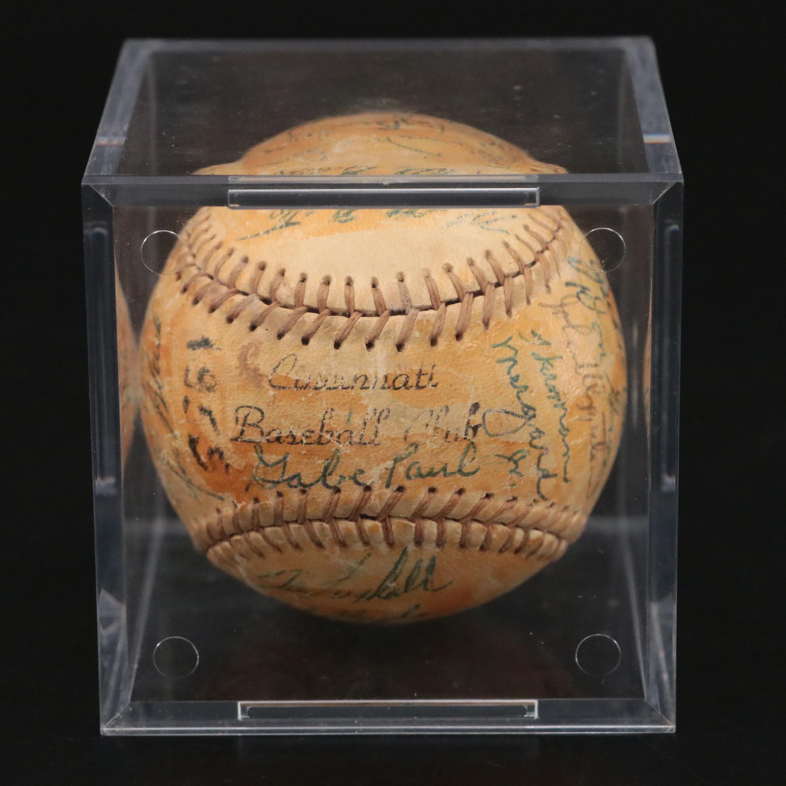 1955 Cincinnati Reds Team Signed Baseball Featuring Joe Nuxhall and More