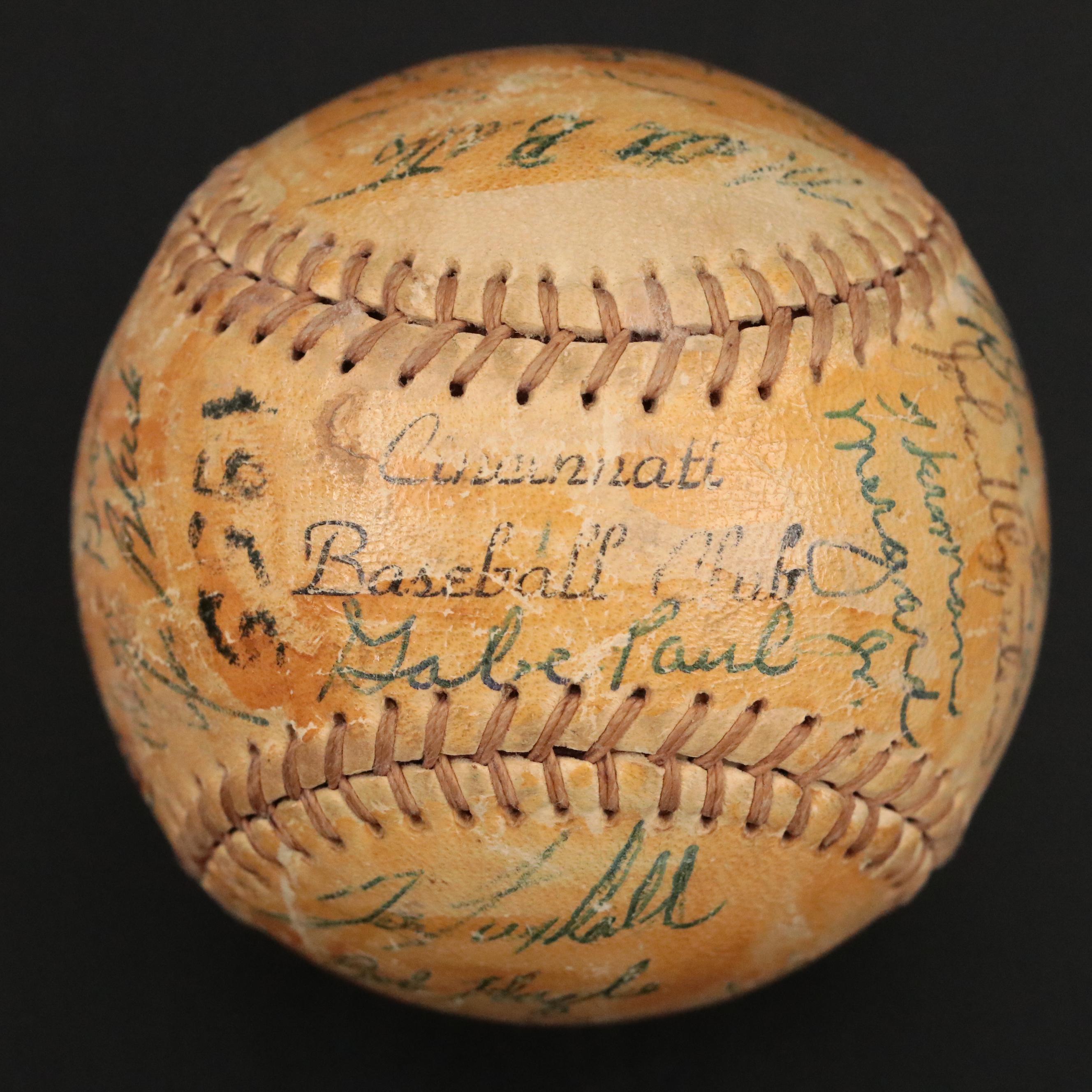 1955 Cincinnati Reds Team Signed Baseball Featuring Joe Nuxhall and More