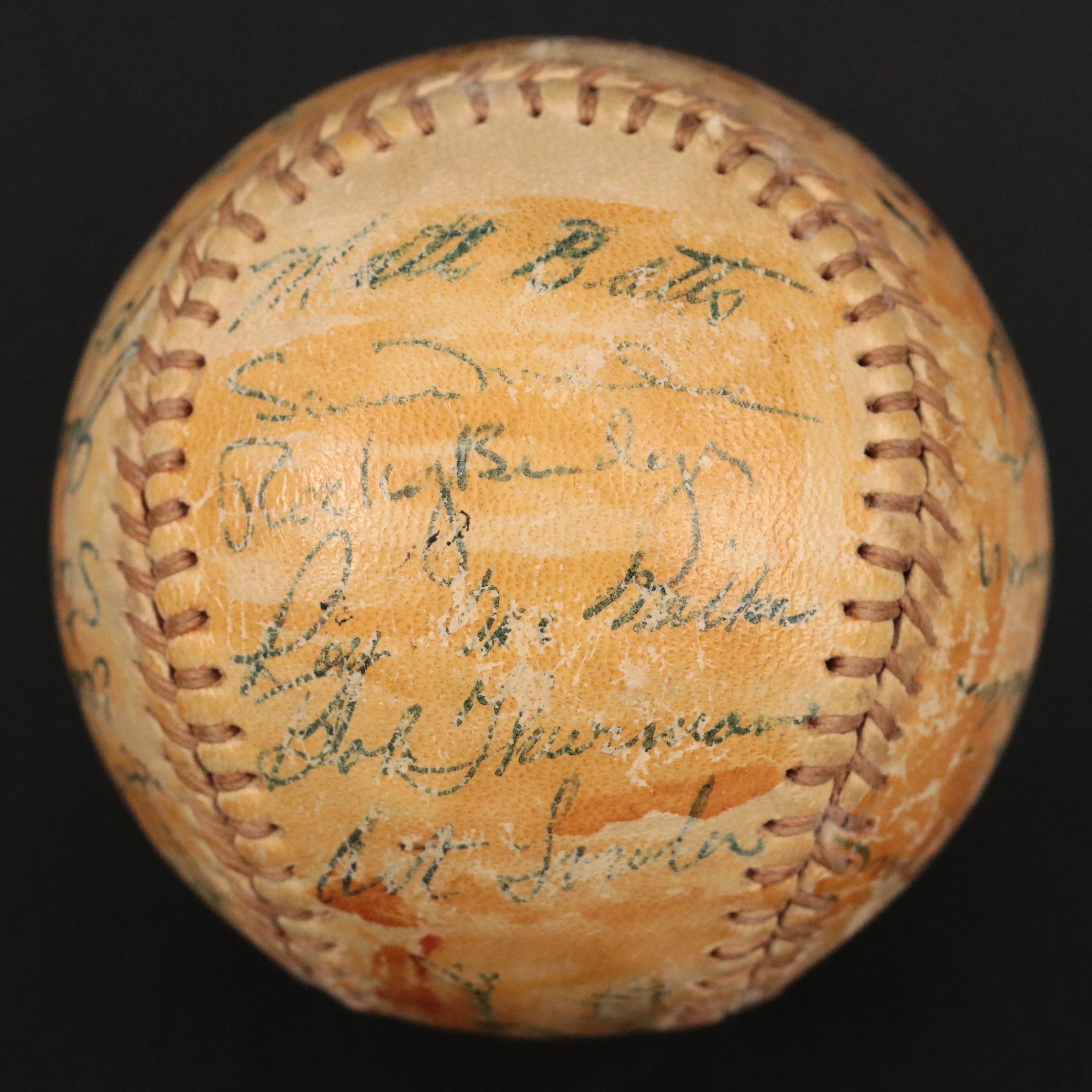 1955 Cincinnati Reds Team Signed Baseball Featuring Joe Nuxhall and More
