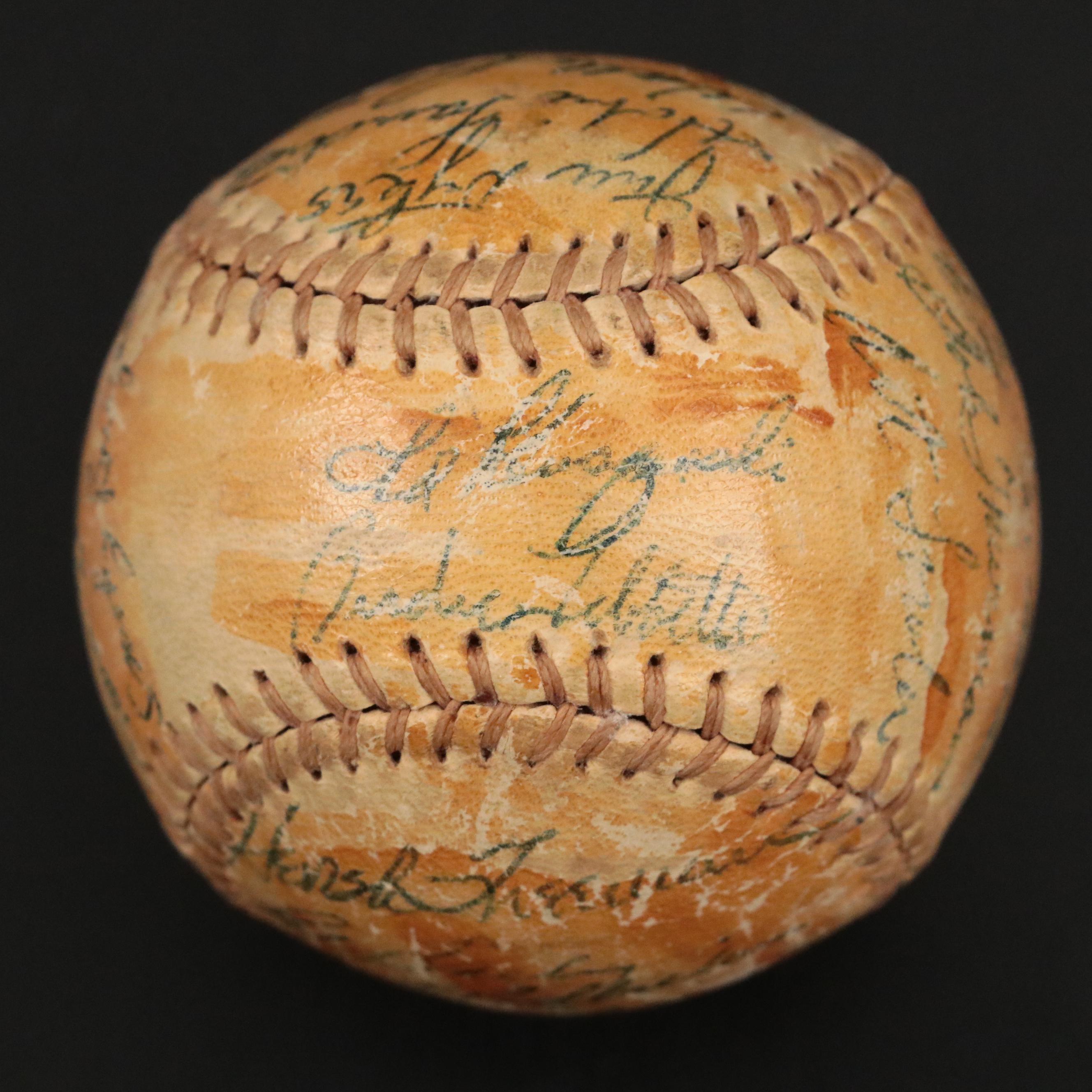 1955 Cincinnati Reds Team Signed Baseball Featuring Joe Nuxhall and More