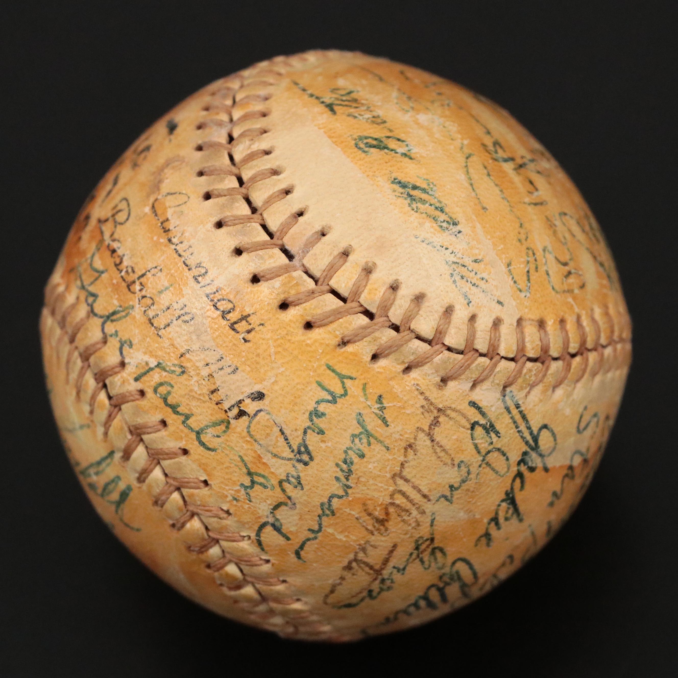 1955 Cincinnati Reds Team Signed Baseball Featuring Joe Nuxhall and More