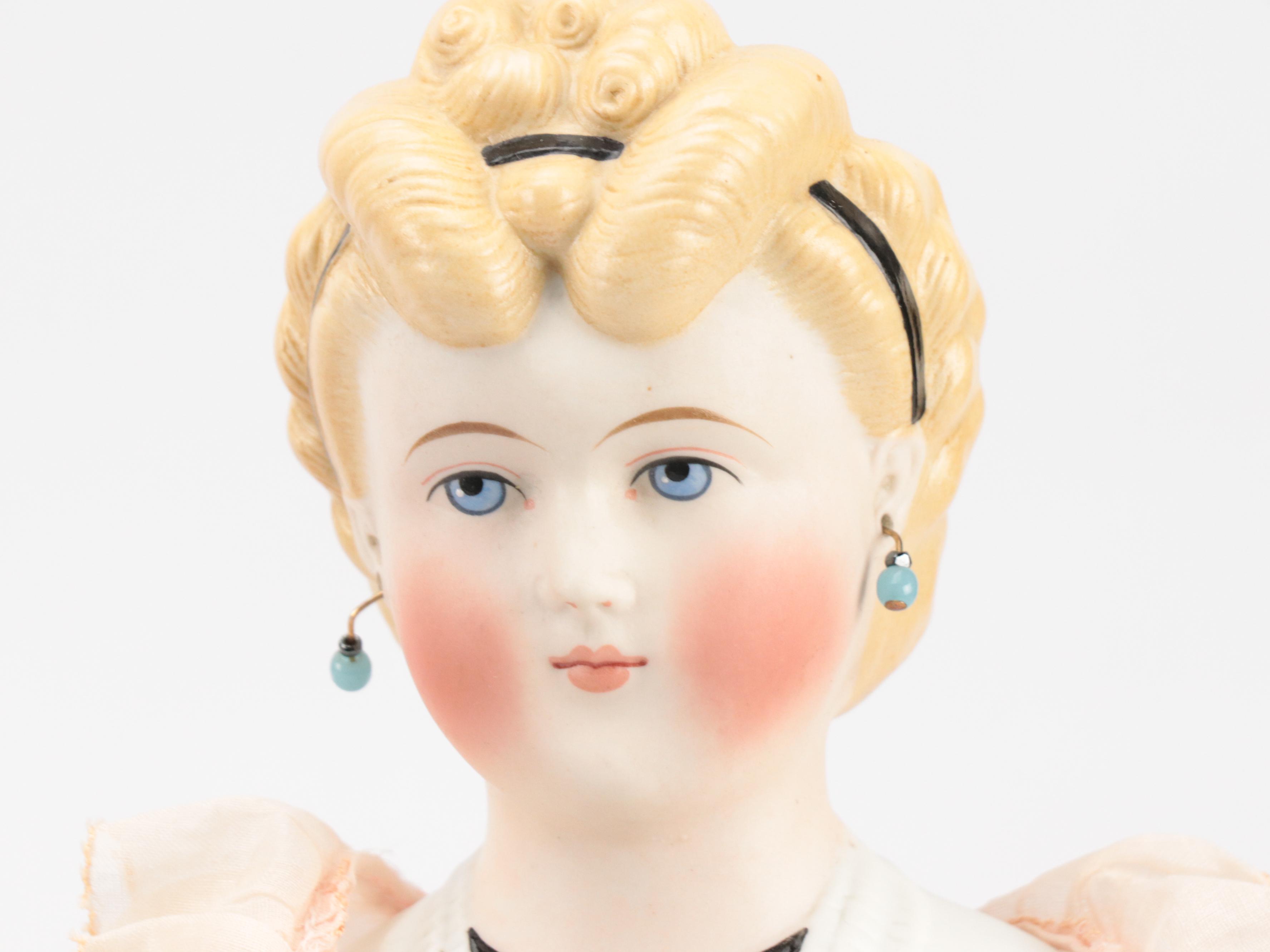 German Glass Eyed and Other Molded  Hair Parian Lady Dolls with Cloth Bodies