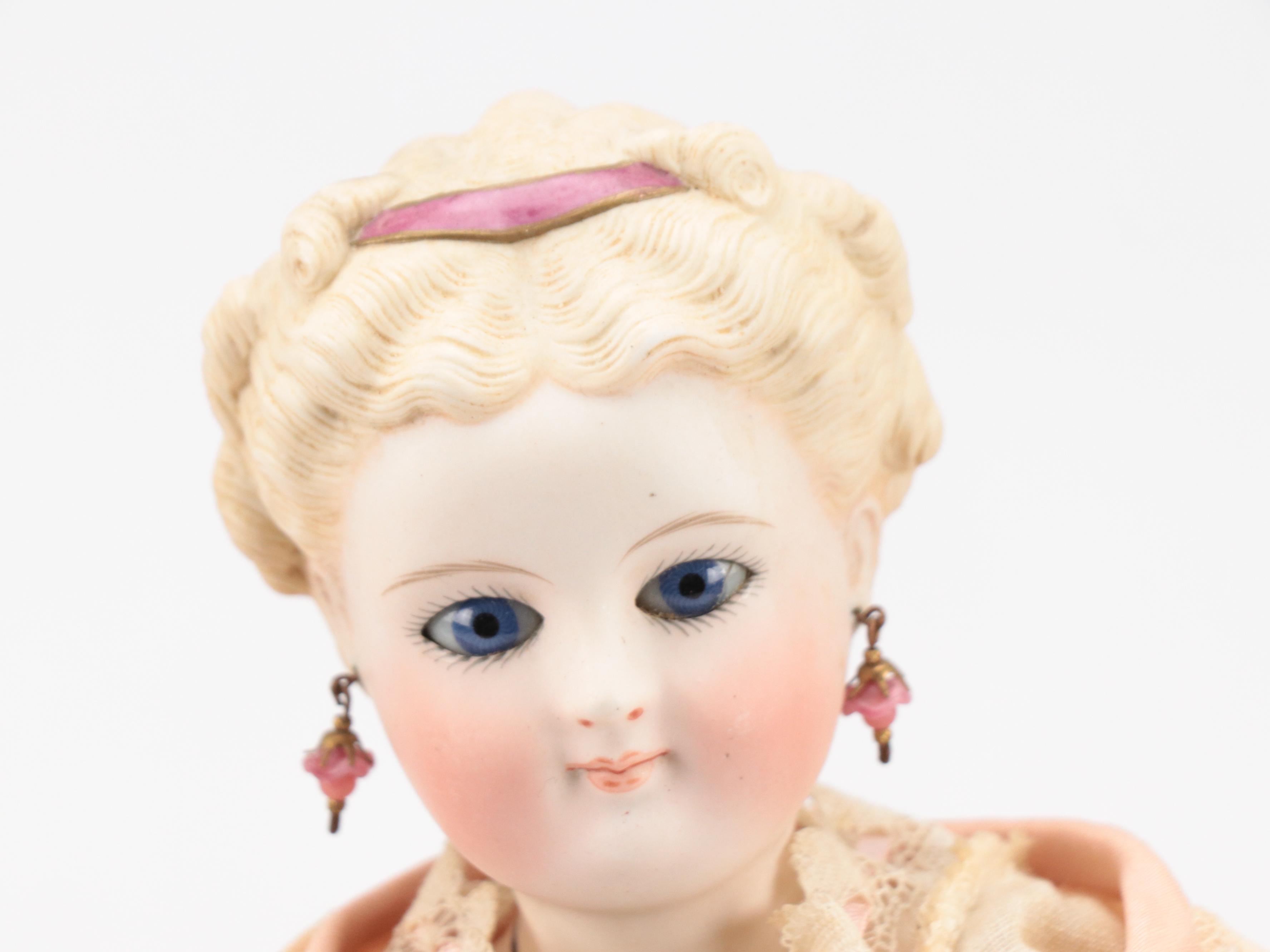 German Glass Eyed and Other Molded  Hair Parian Lady Dolls with Cloth Bodies