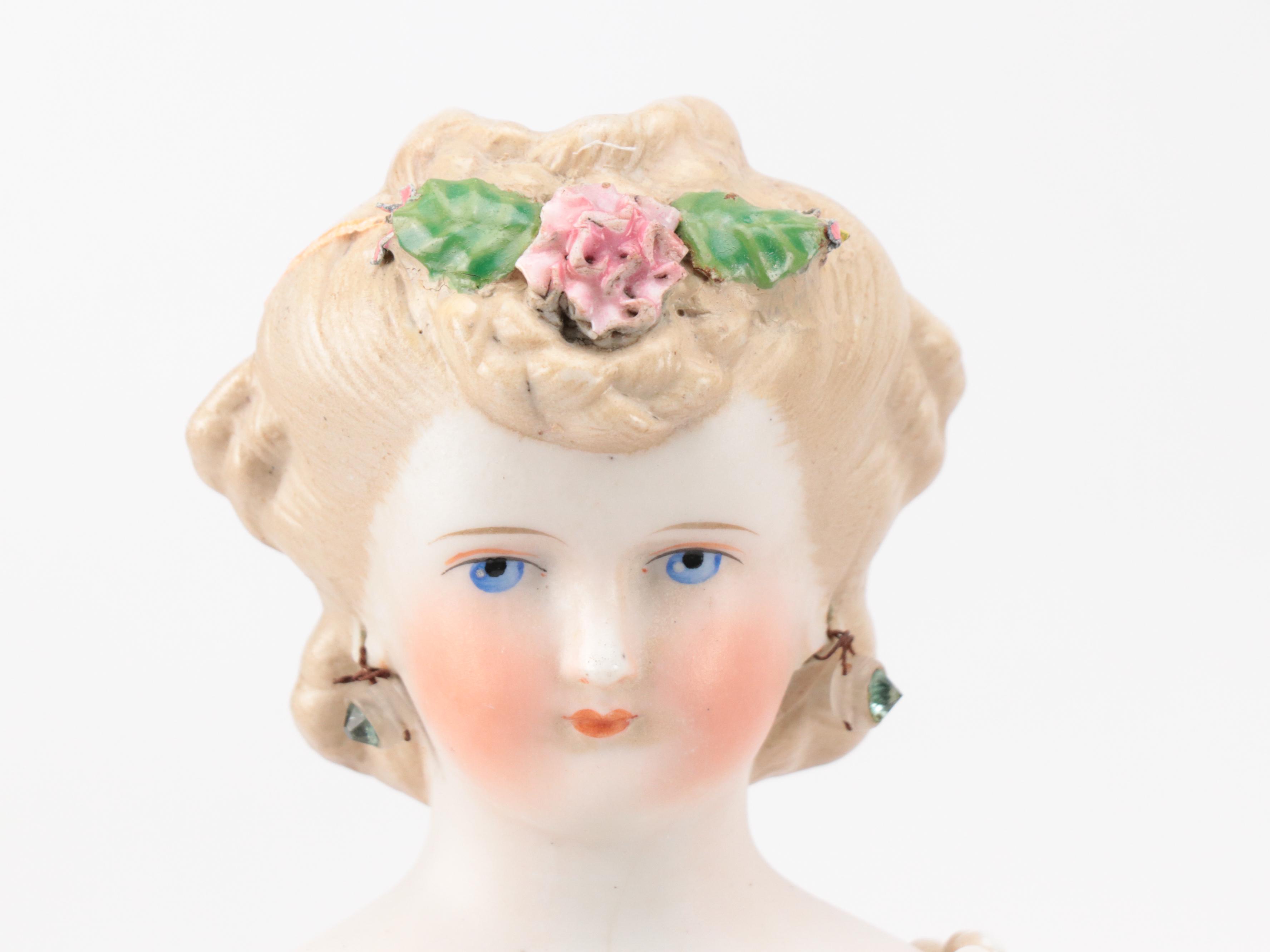 German Glass Eyed and Other Molded  Hair Parian Lady Dolls with Cloth Bodies