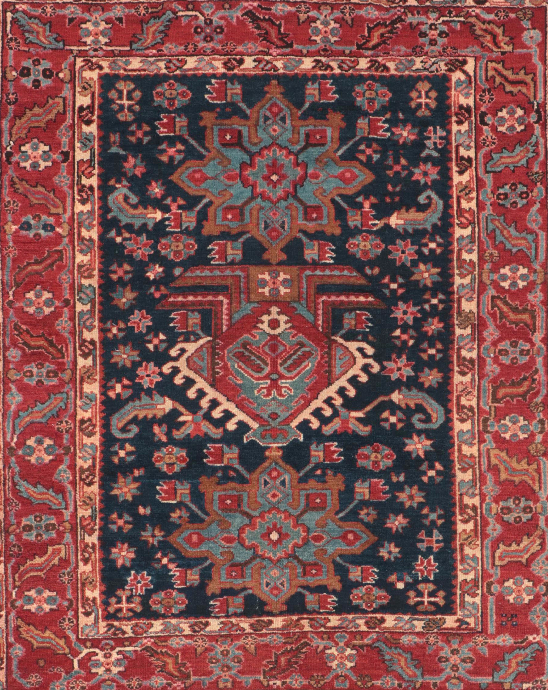 4'9 x 5'9 Hand-Knotted Persian Lamberan Area Rug
