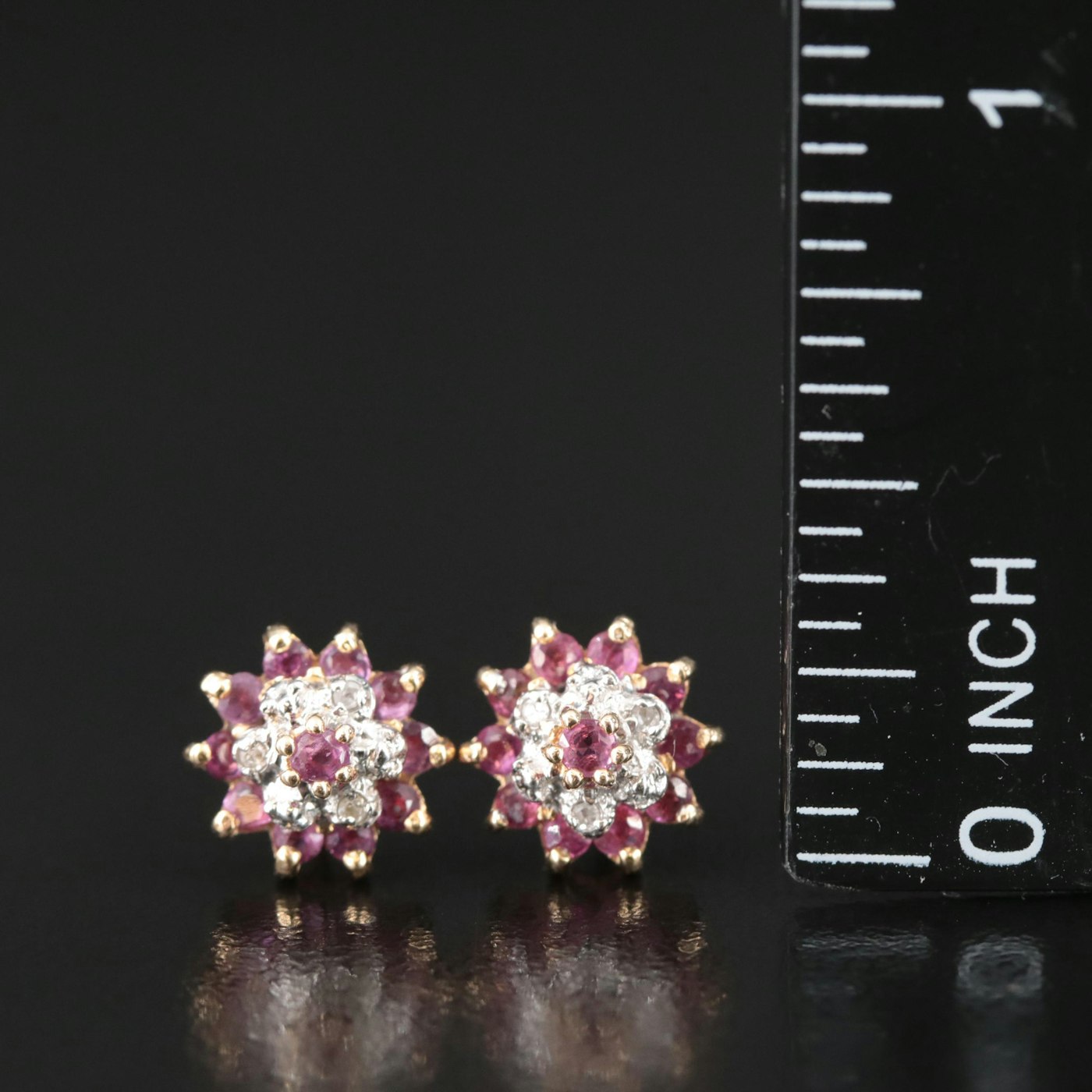 14K Ruby and Diamond Stud Earrings | EBTH