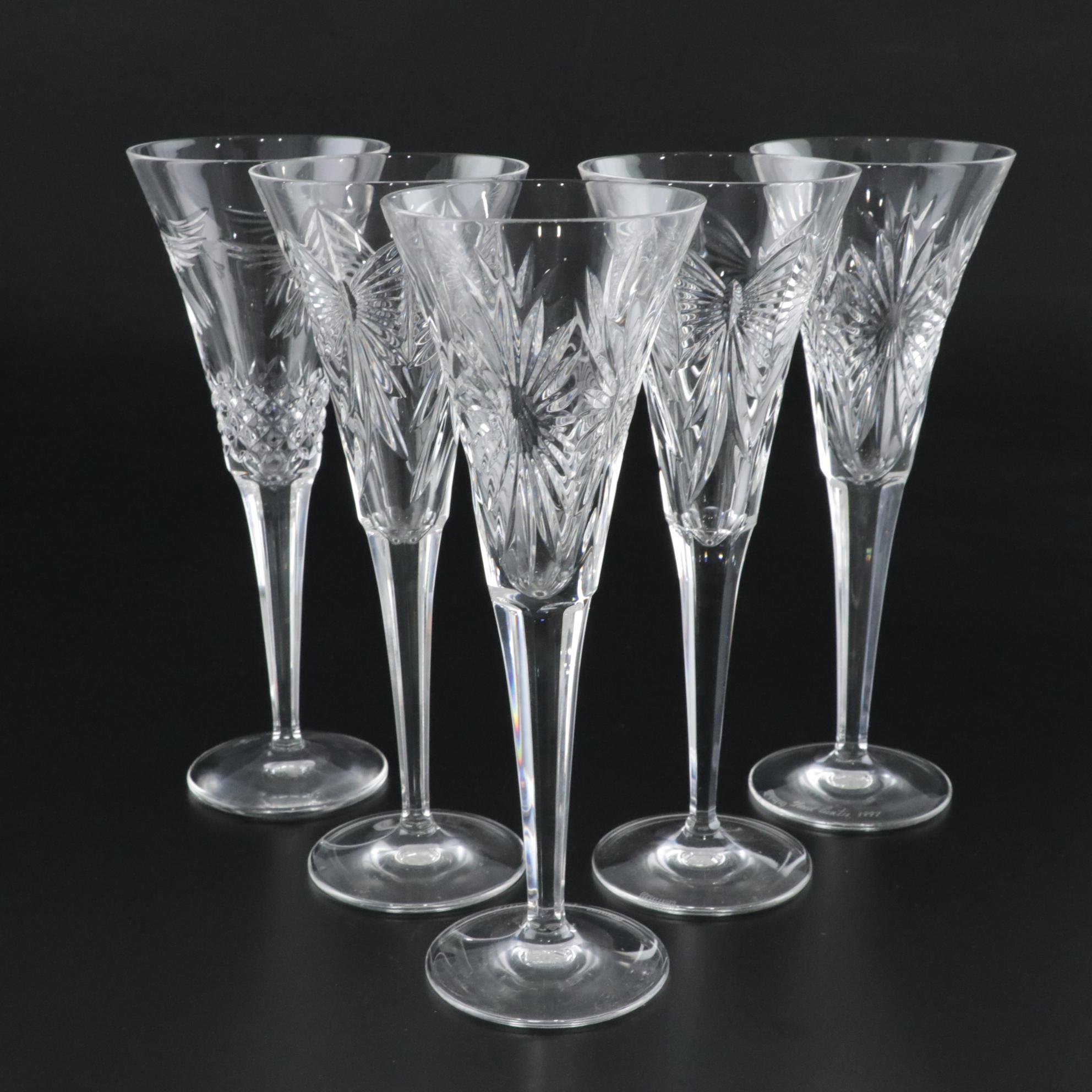 Waterford Millennium Series Toasting Flutes of "Happiness," "Peace" & "Health"