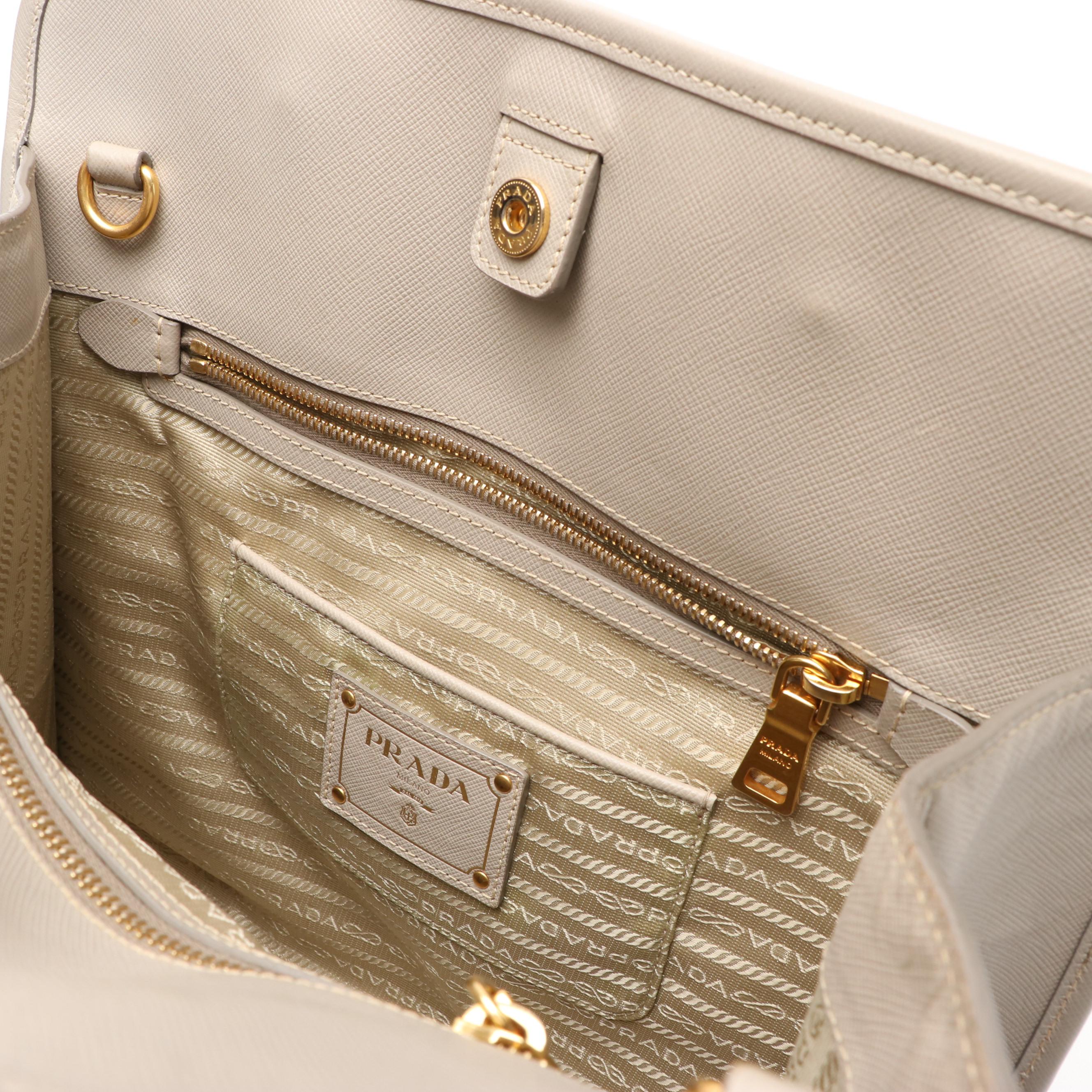 Prada Handbag in Pomice Saffiano Lux Leather