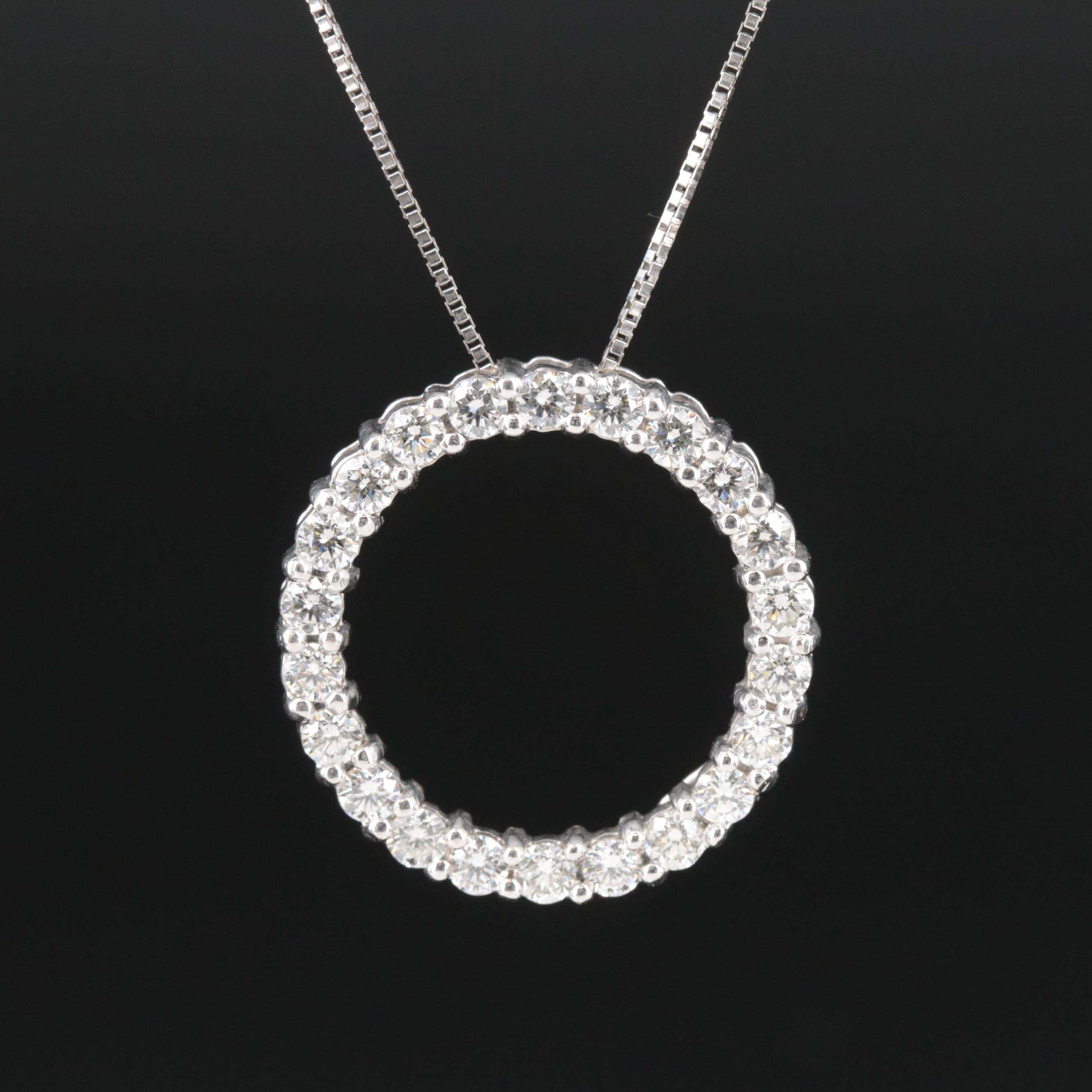 14K 1.93 CTW Diamond Circle Pendant Necklace