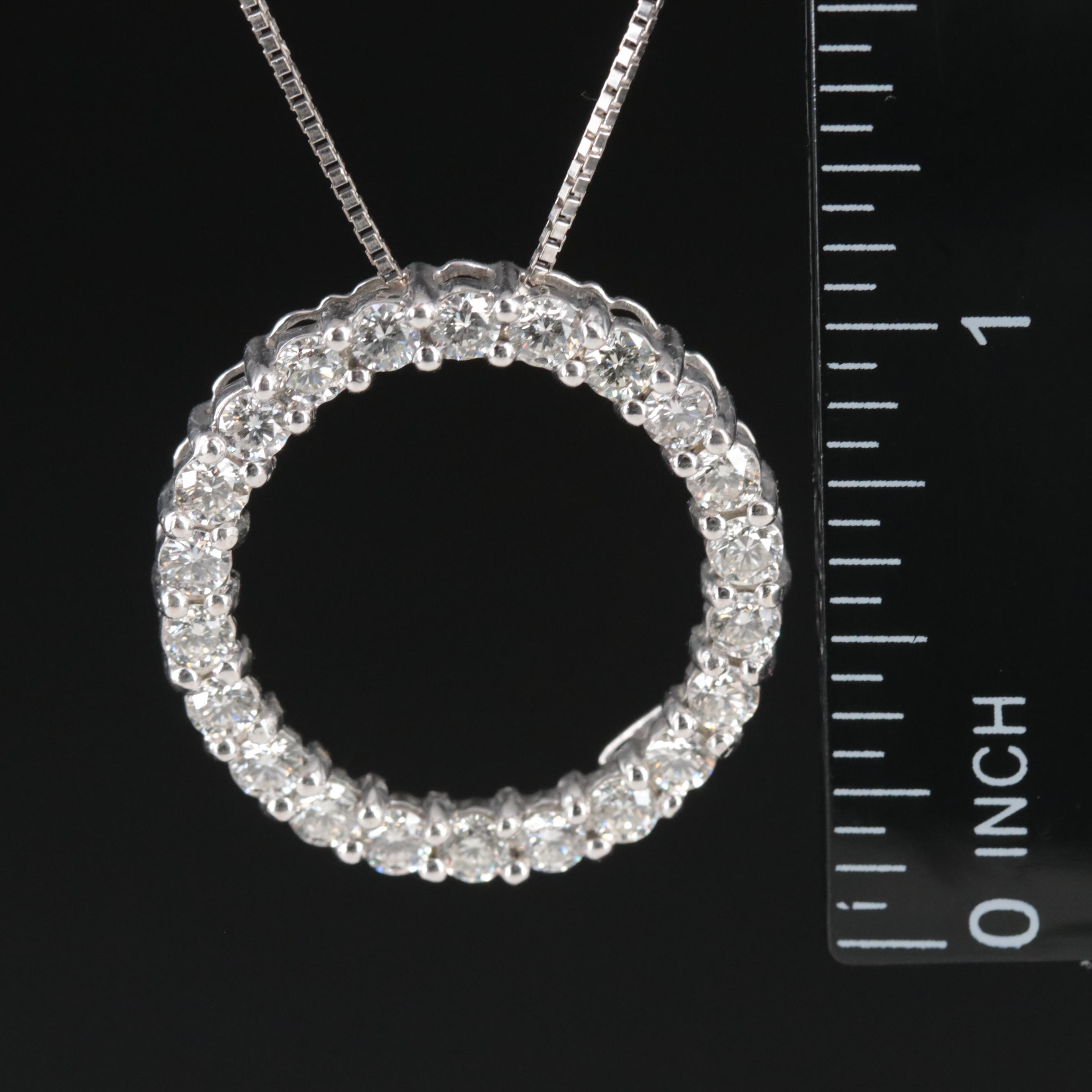 14K 1.93 CTW Diamond Circle Pendant Necklace