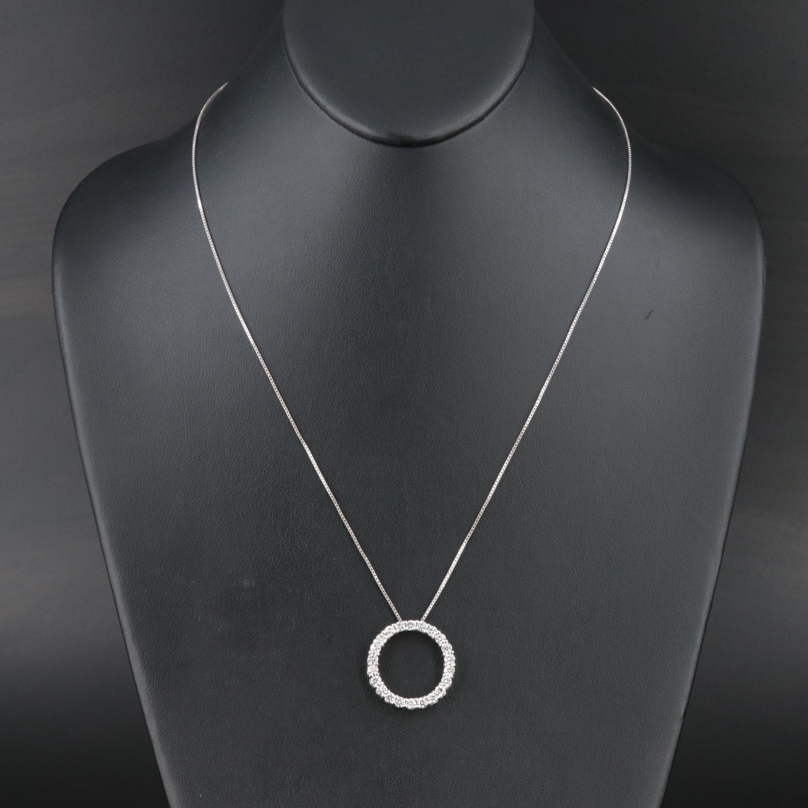 14K 1.93 CTW Diamond Circle Pendant Necklace