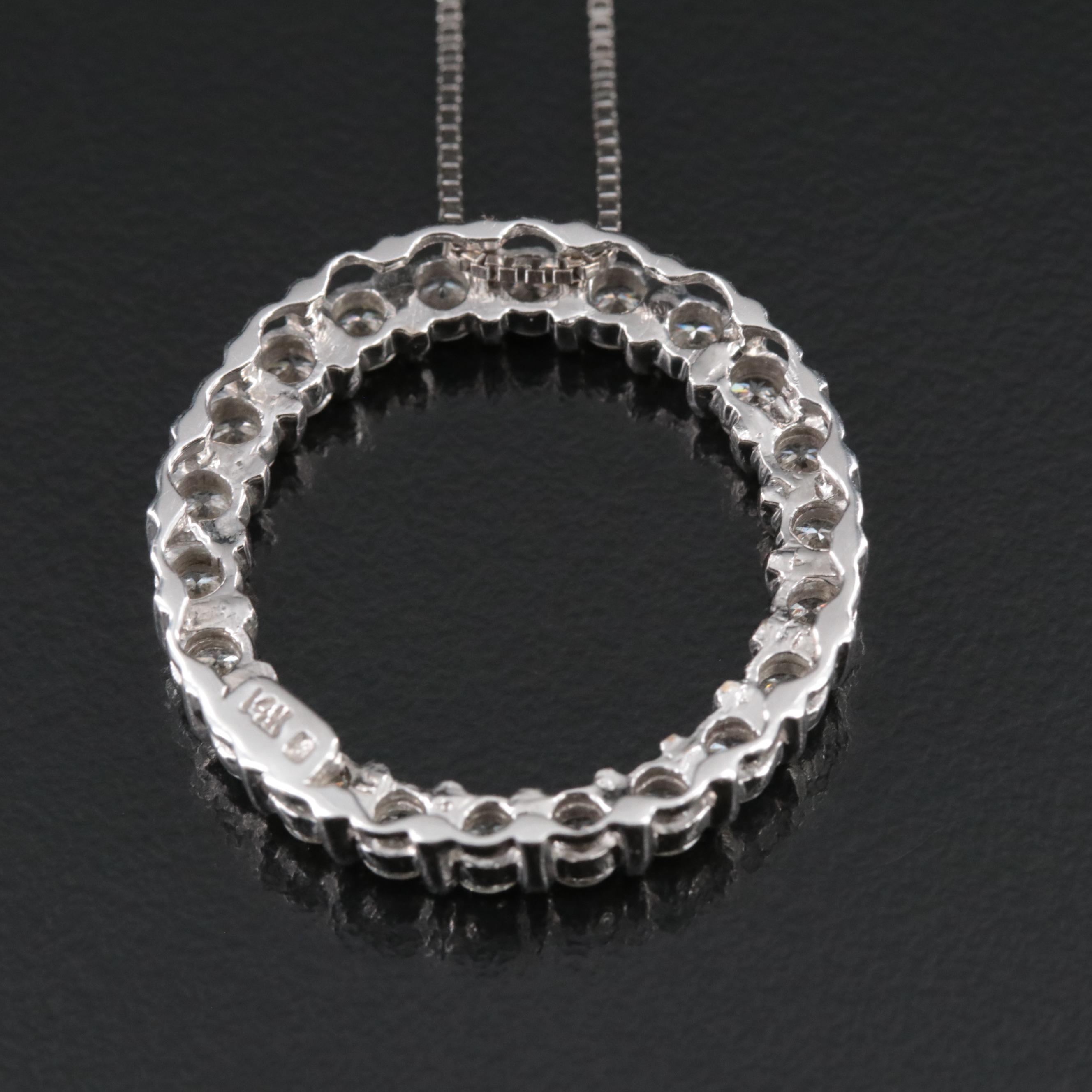 14K 1.93 CTW Diamond Circle Pendant Necklace