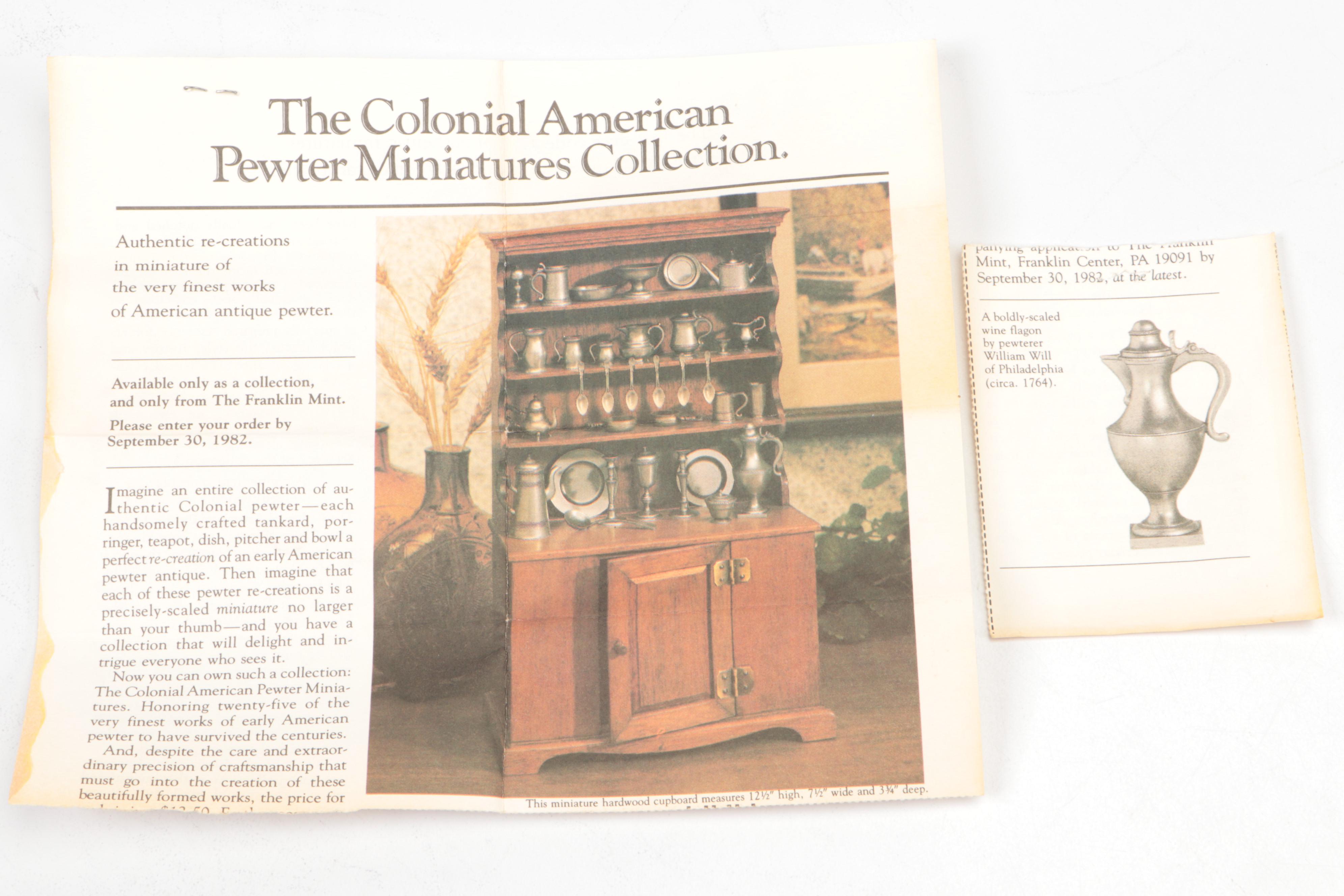 Franklin Mint "Colonial American Pewter Miniatures Collection" Complete Set