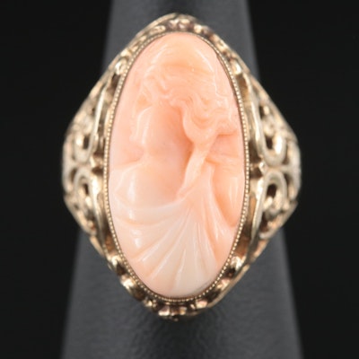 Vintage 14K Coral Cameo Ring