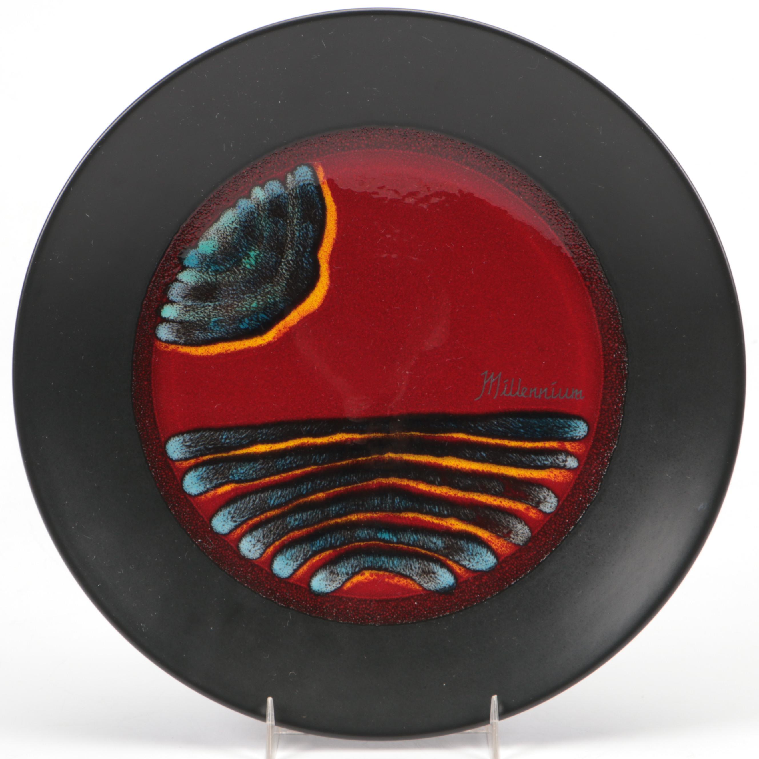 Studio Art Pottery Slab-Formed Tray with Other Plate and Resin Paperweight