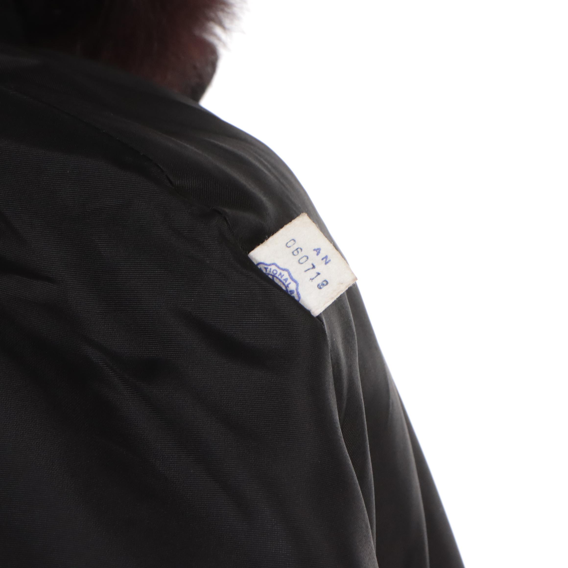 Hooded Black Wool Cloak with Fox Fur Trim