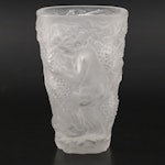 Czech Barolac Style Frosted Glass Vase with Cherub and Grapes Motif