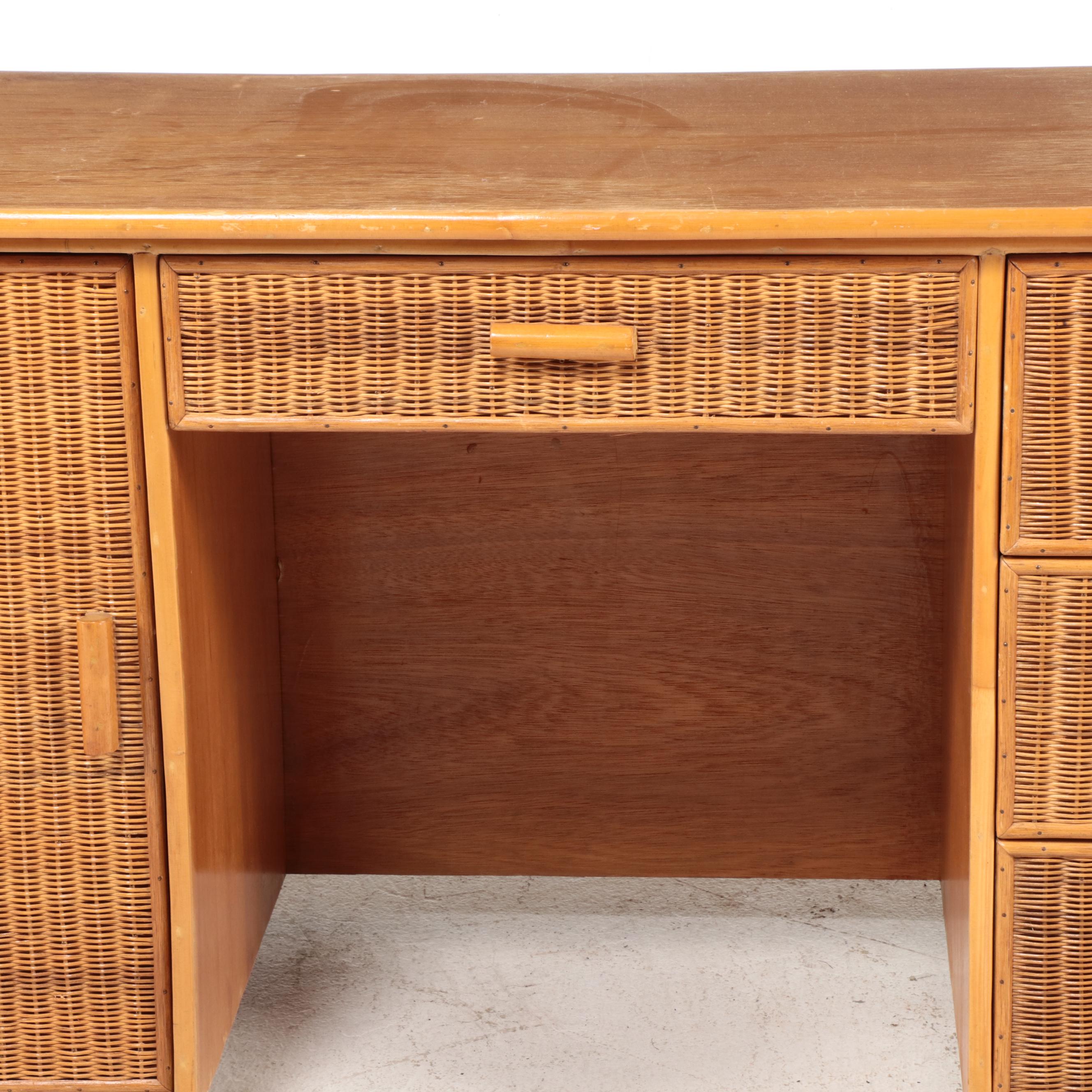 Mid Century Modern Style Bamboo and Rattan Desk, Mid to Late 20th Century