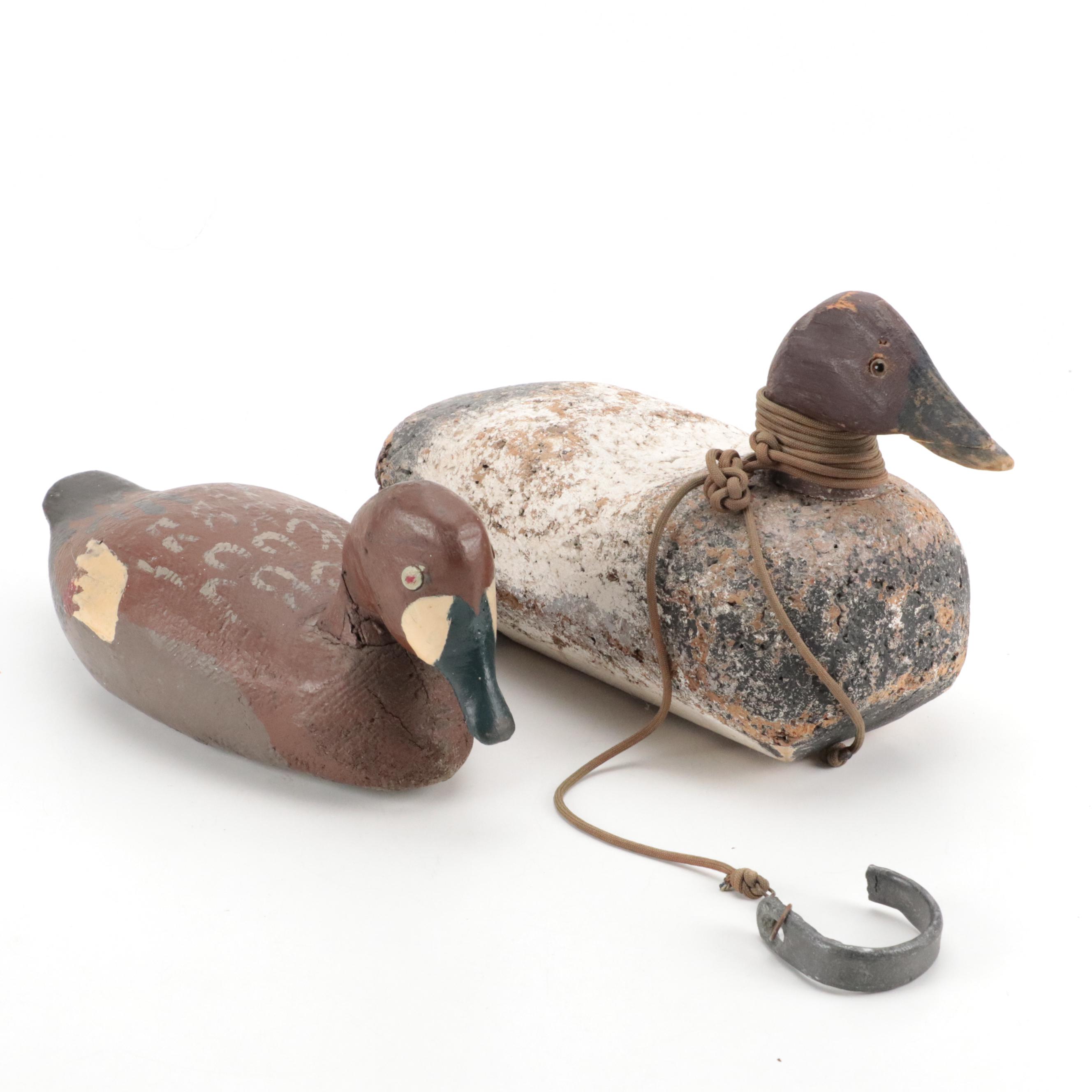 Handmade Painted Wood and Papier-mâché Duck Decoys