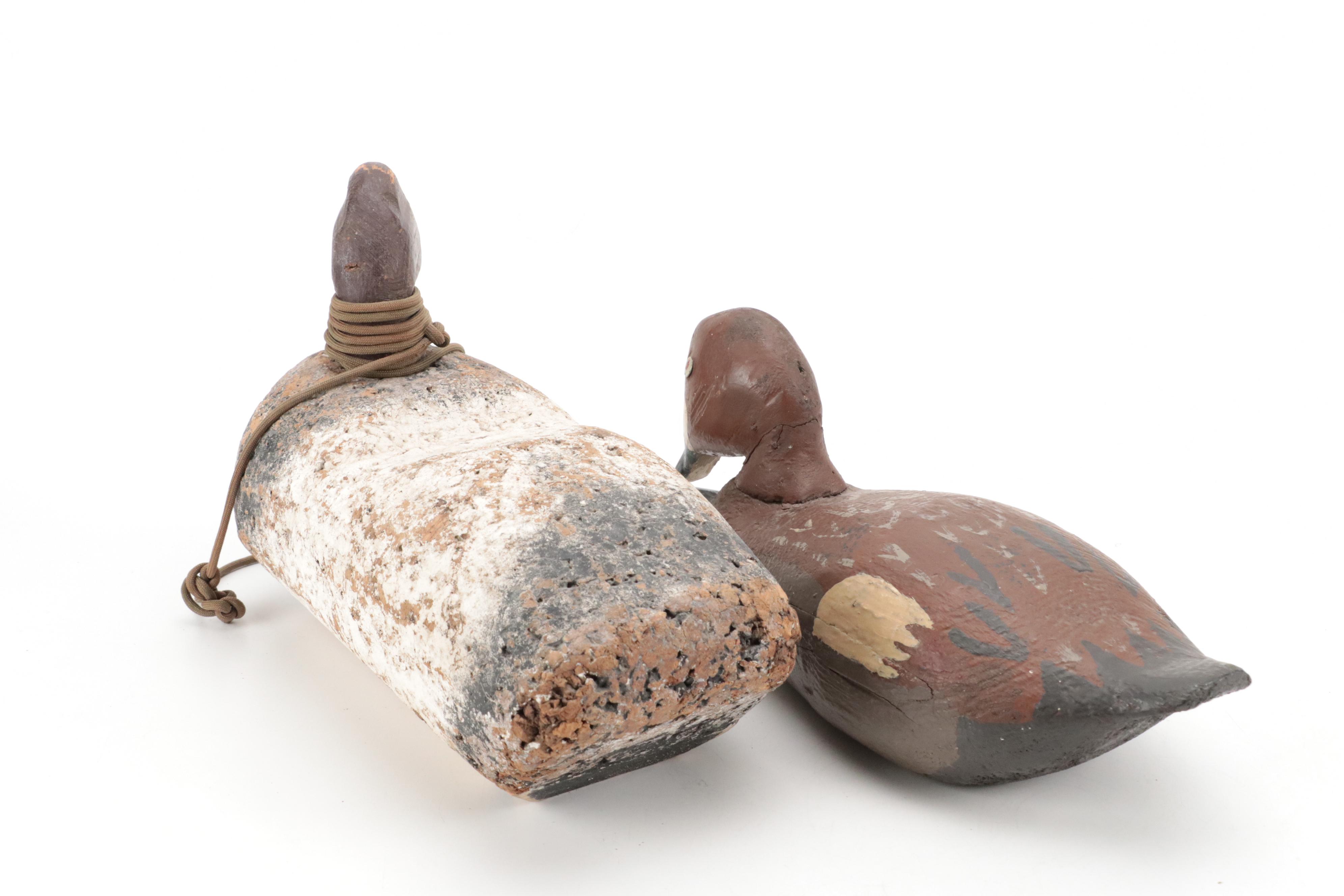 Handmade Painted Wood and Papier-mâché Duck Decoys