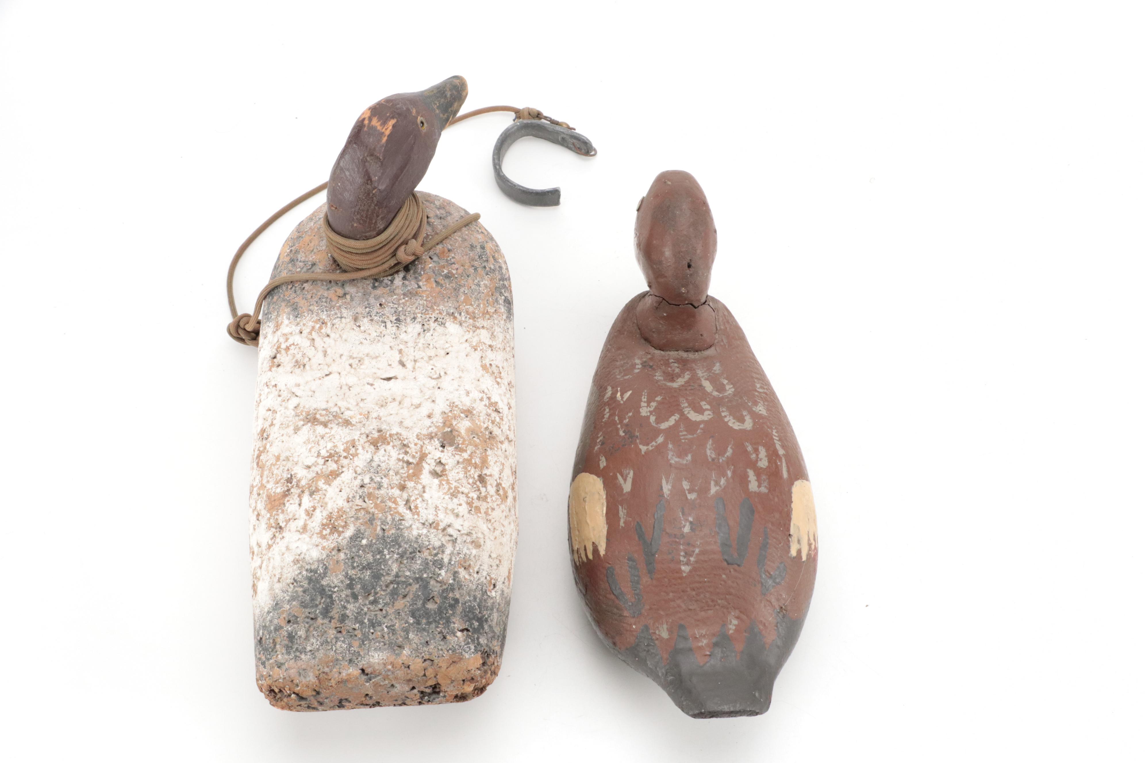 Handmade Painted Wood and Papier-mâché Duck Decoys