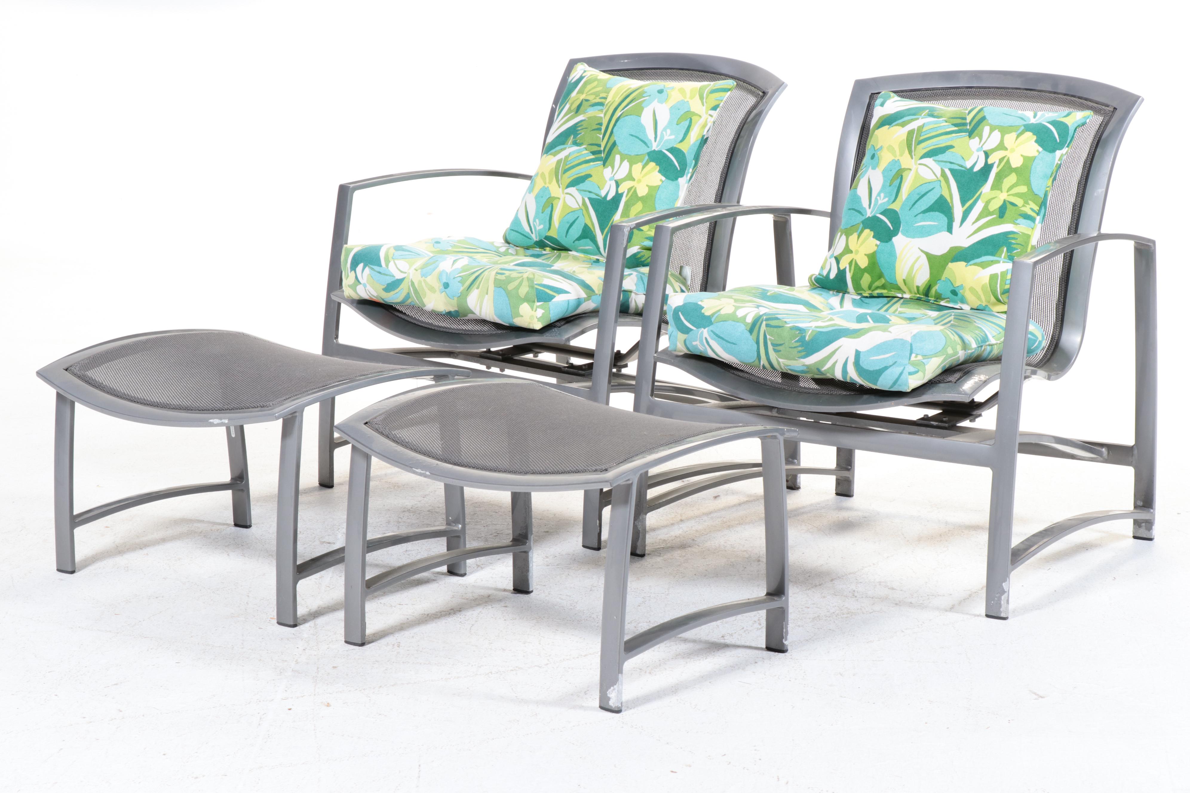 Brown Jordan Metal and Mesh Patio Armchairs, Footstools and More