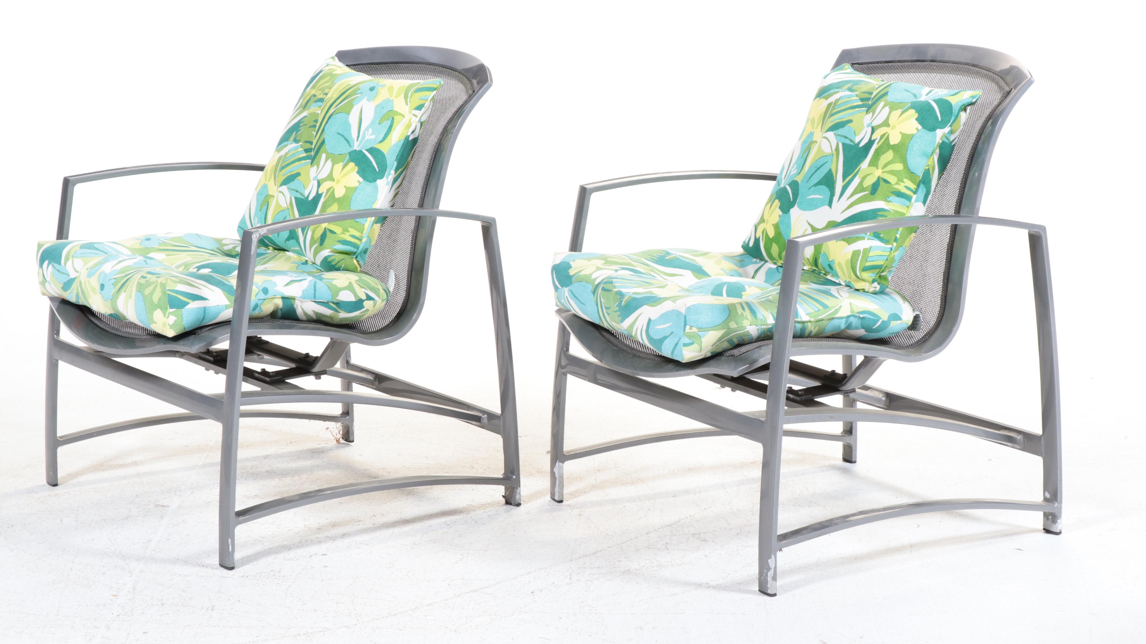 Brown Jordan Metal and Mesh Patio Armchairs, Footstools and More