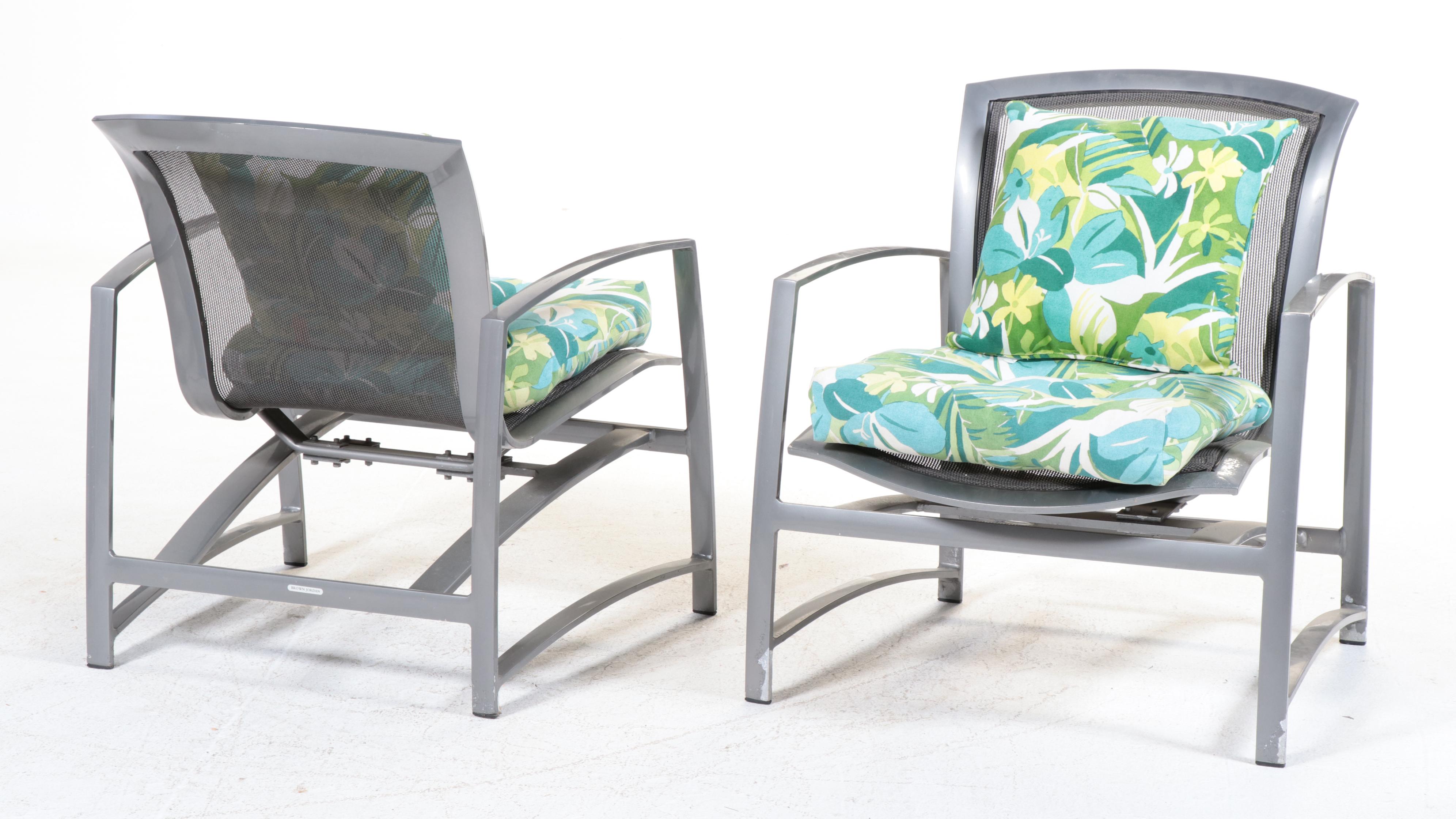 Brown Jordan Metal and Mesh Patio Armchairs, Footstools and More