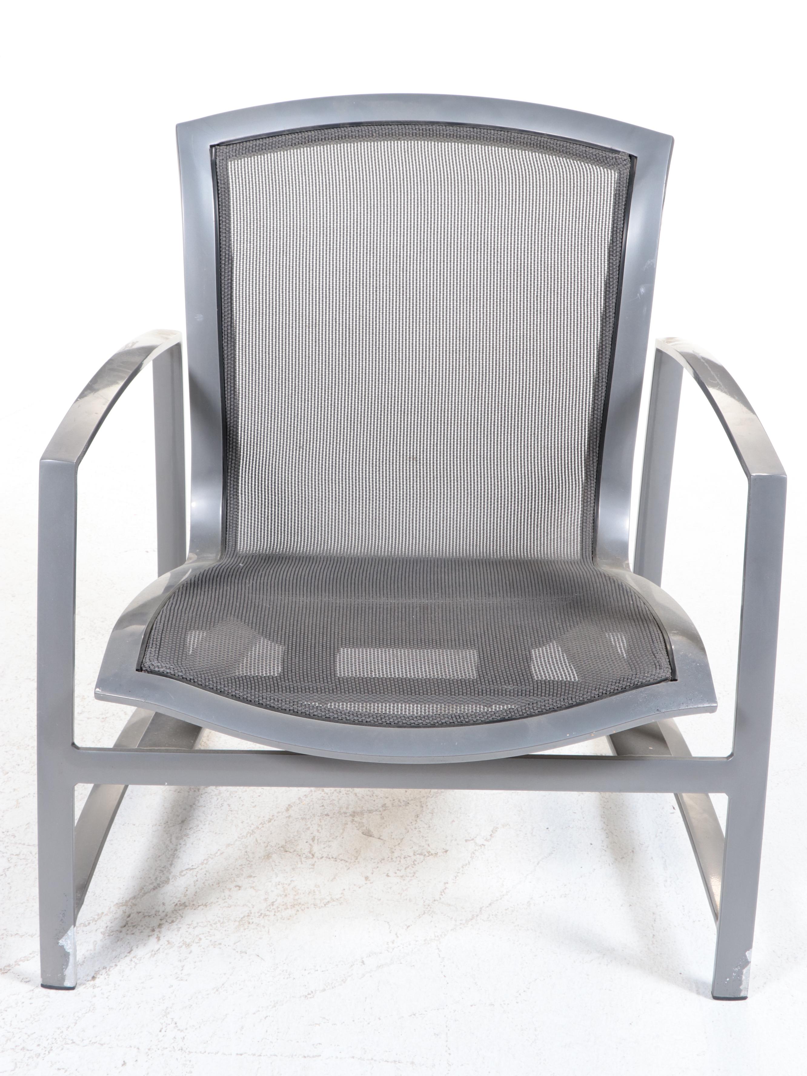 Brown Jordan Metal and Mesh Patio Armchairs, Footstools and More