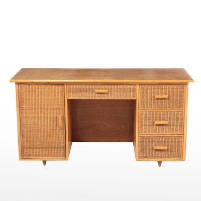 Mid Century Modern Style Bamboo and Rattan Desk, Mid to Late 20th Century
