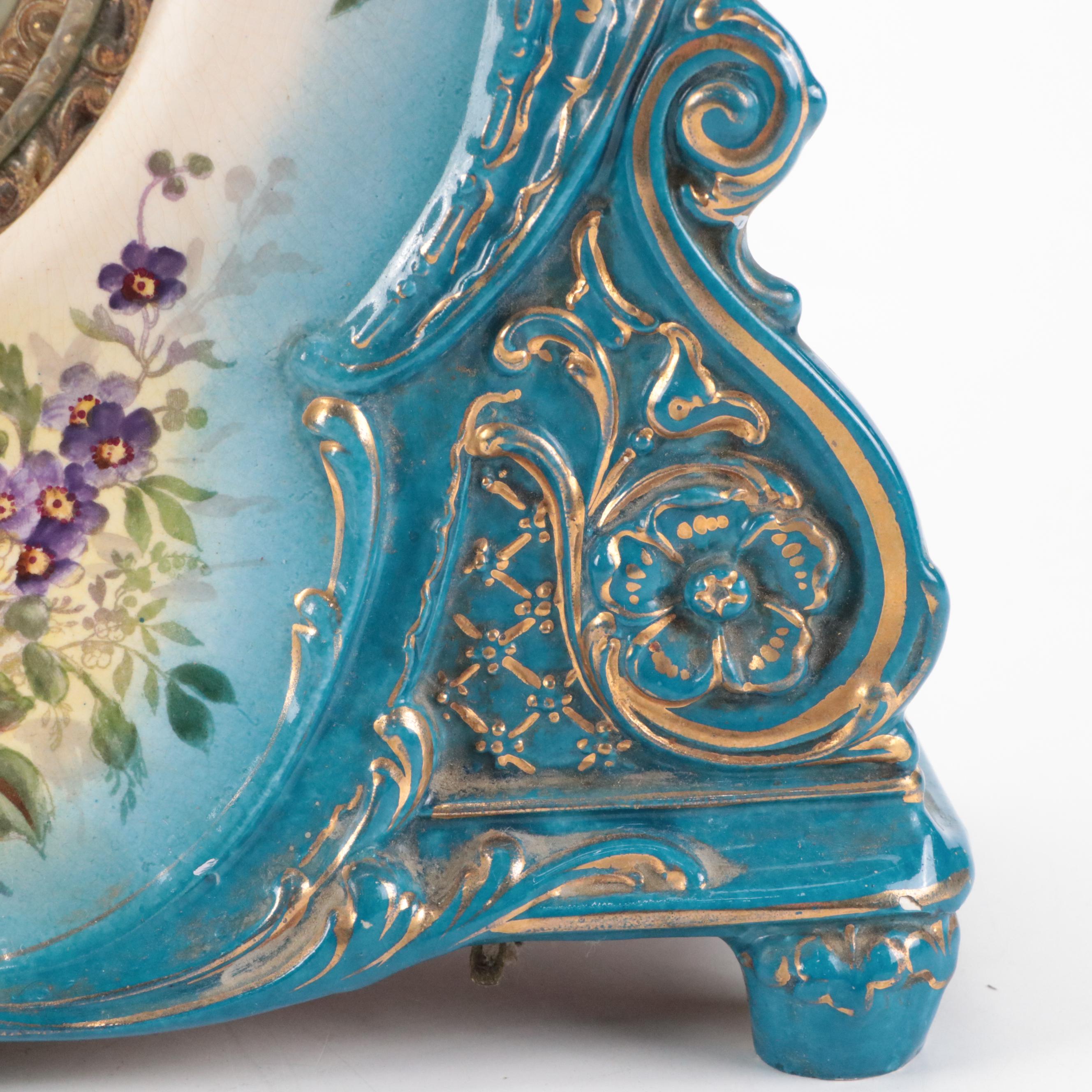 Ansonia Royal Bonn "Royal Bonn" Porcelain Mantel Clock, Late 19th/ Early 20th C.