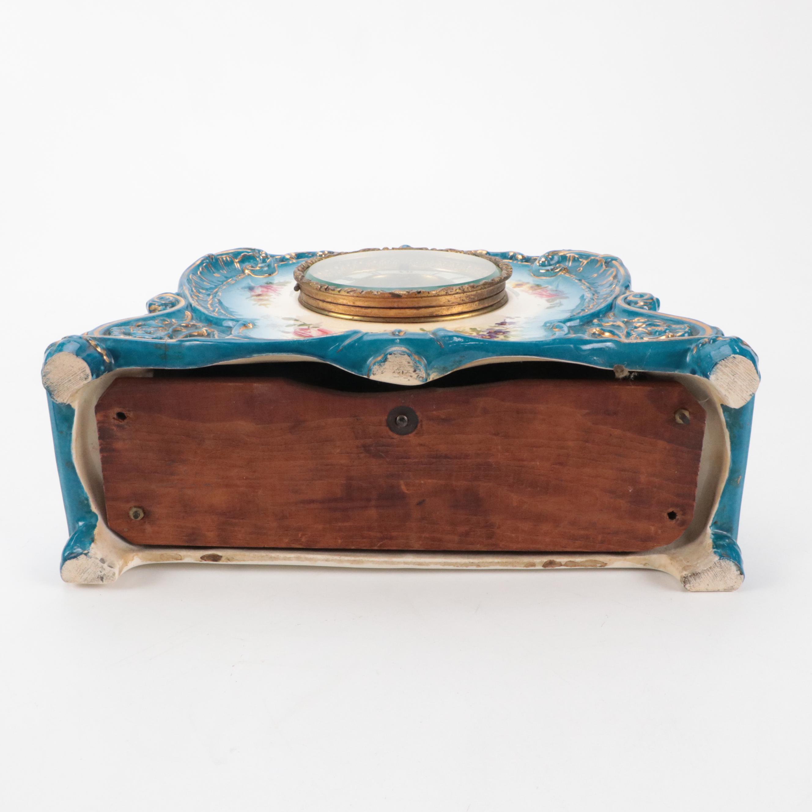 Ansonia Royal Bonn "Royal Bonn" Porcelain Mantel Clock, Late 19th/ Early 20th C.