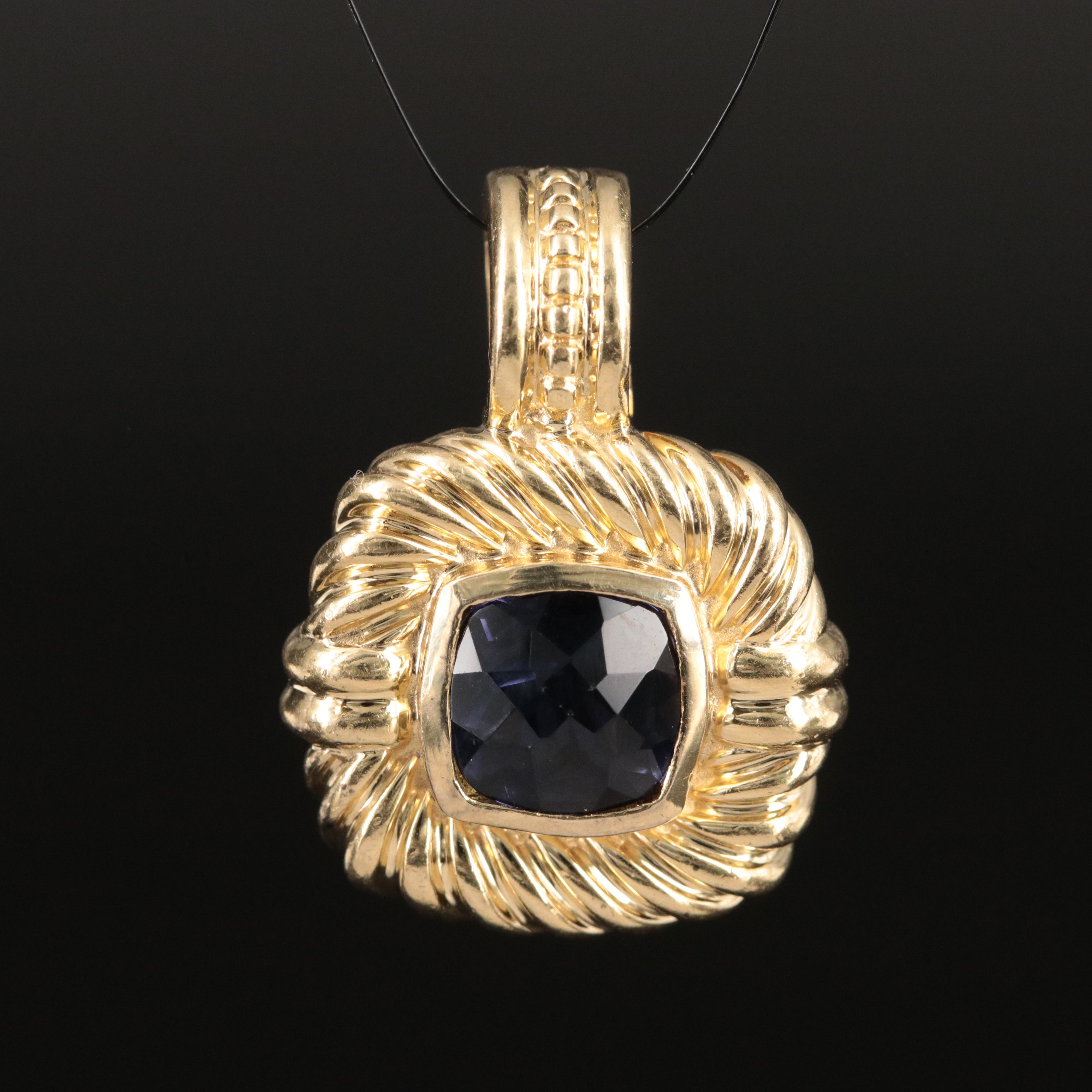David Yurman 18K Iolite Cable Enhancer Pendant